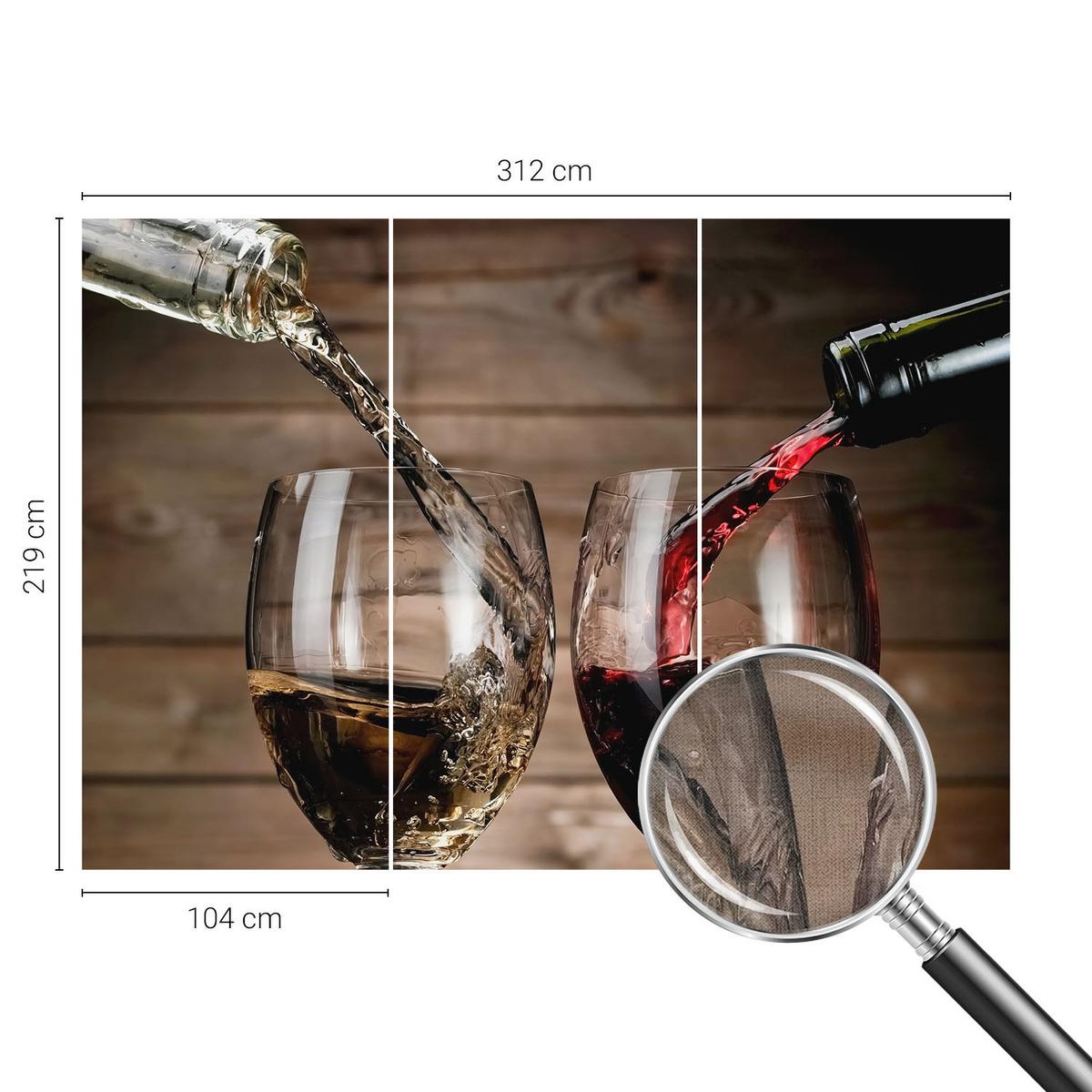 FOTOTAPETE 312x219 cm - Gläser Wein - Grau, Textil (312/219cm) - Wallfluent