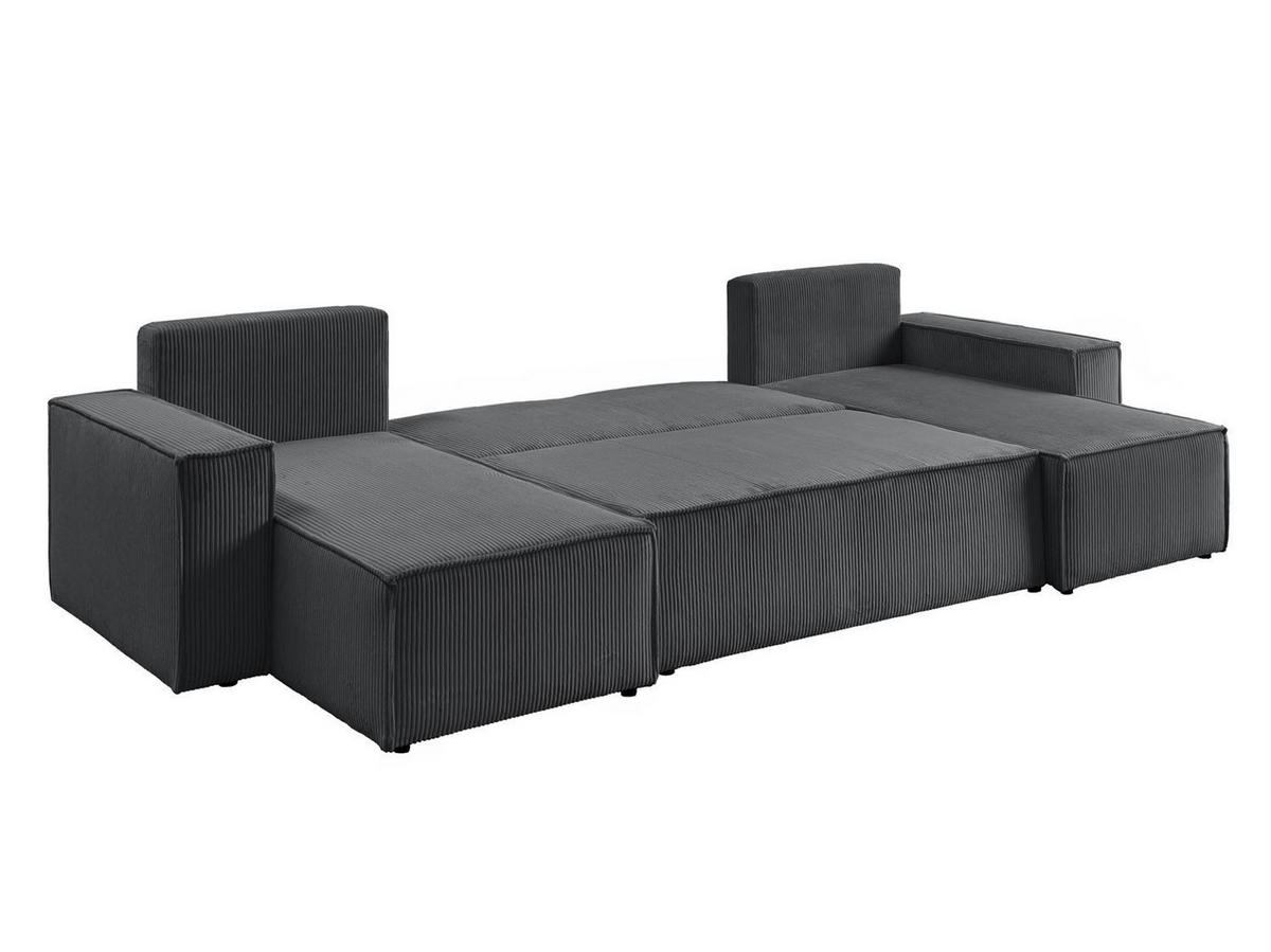 WOHNLANDSCHAFT Gepolstertes CARLO U Cord mit Schlaffunktion und Bettkasten, Poso 60 - Grau, Textil (315/83/143cm) - Lookway