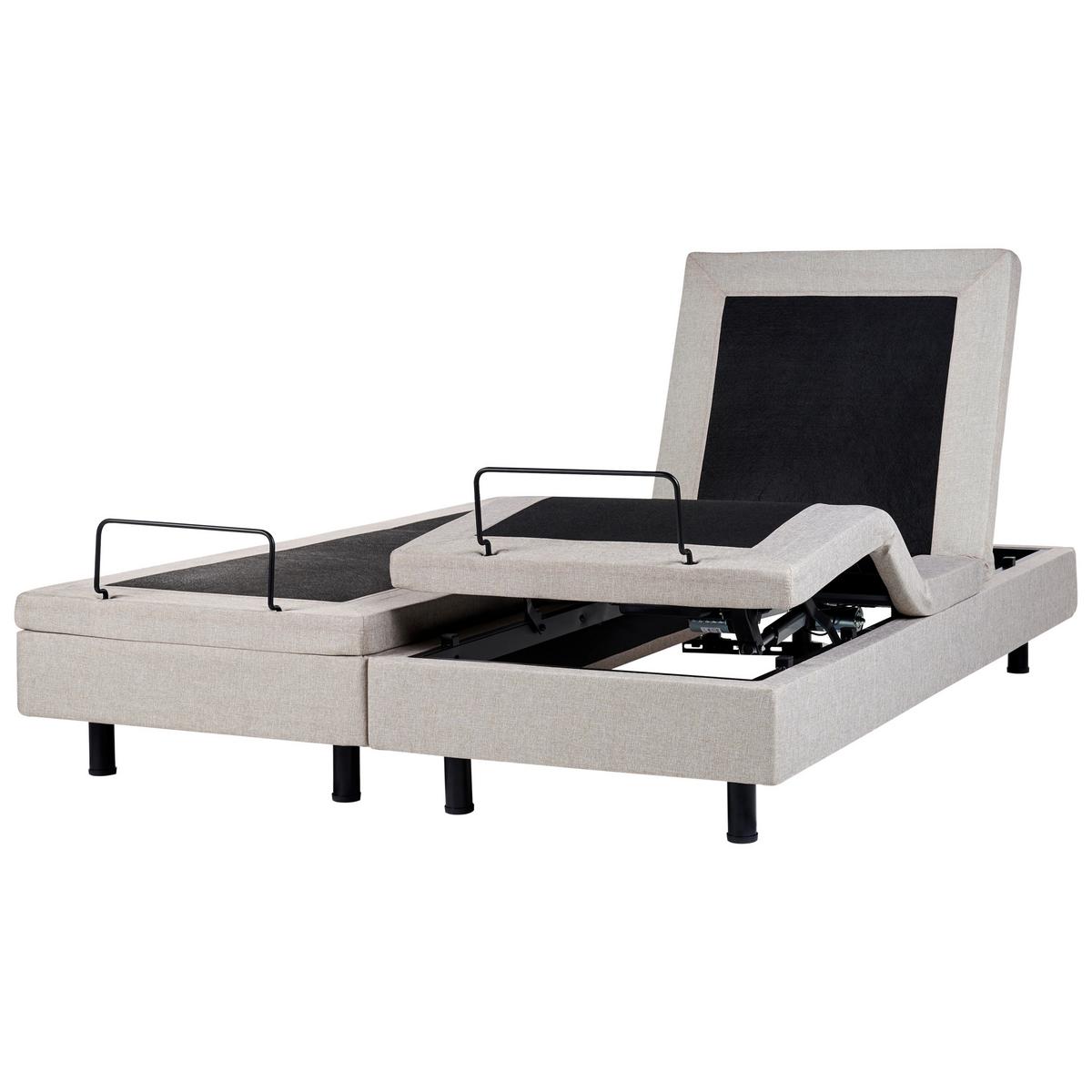 POLSTERBETT Verstellbar 180/200 cm Beige Duke - Beige/Schwarz, Textil (180/200cm) - Beliani