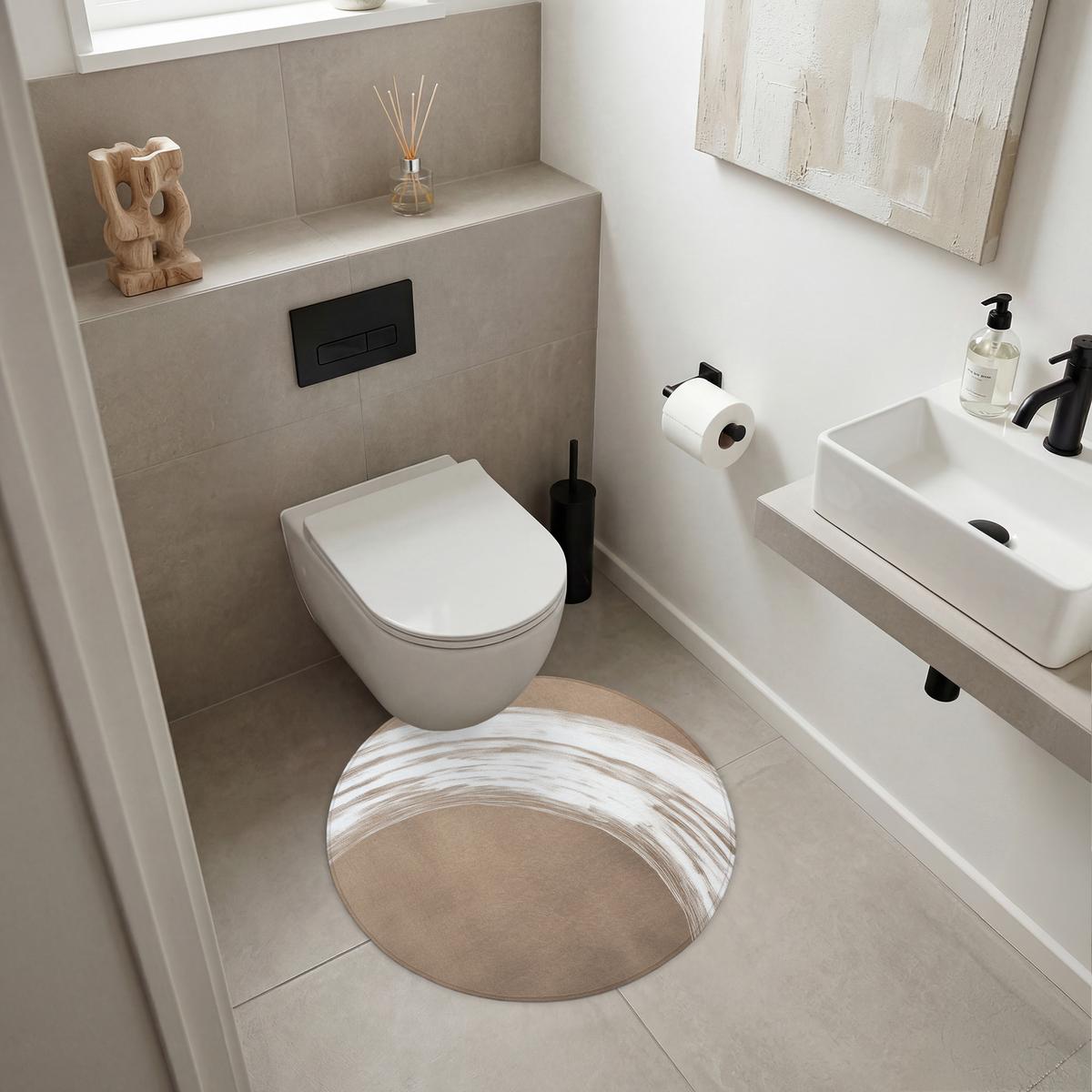 BADEMATTE Farbe - Braun - Japandi Badvorleger 70x70 cm - Mokka, Textil (70/70cm) - OnlyWow