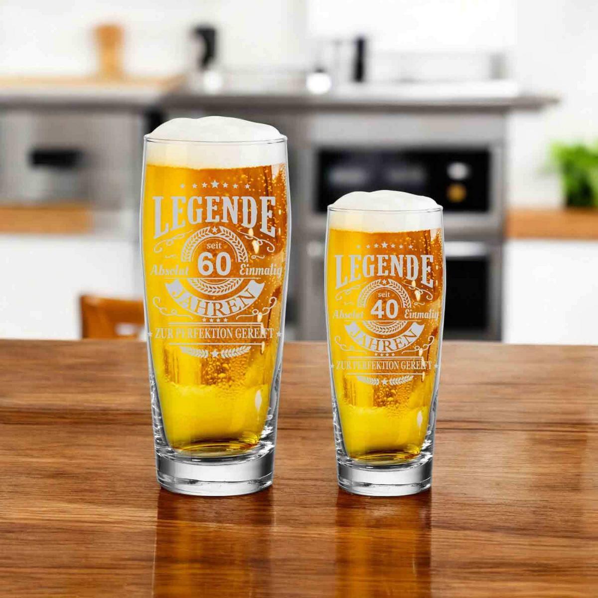 WILLI BECHER BIERGLAS MIT GRAVUR Legende seit 40 Jahren transparent 0,5 l - Transparent, Glas (0.5L) - LUXENTU