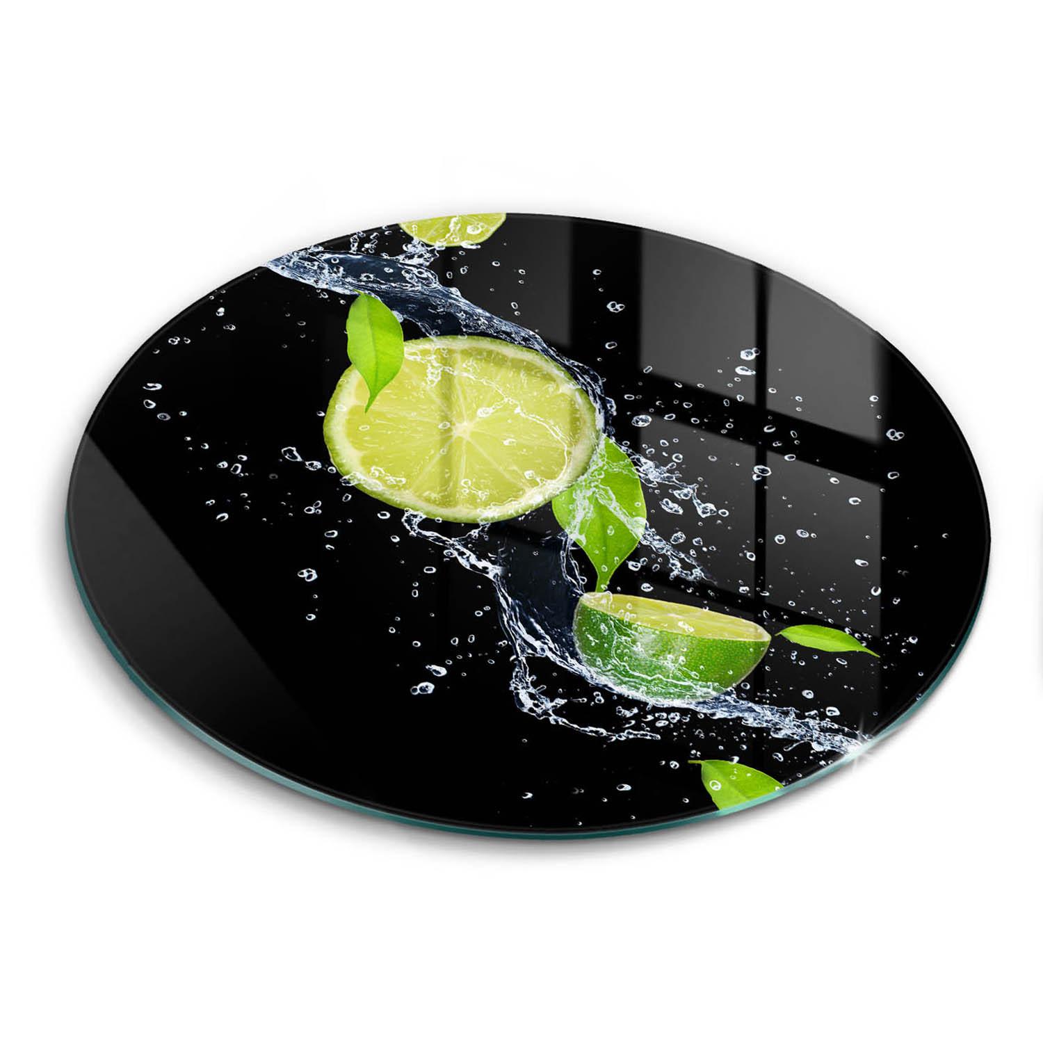 GLASPLATTE Ø 30 cm Saftige Limette im Wasser - Anthrazit, Glas (30/30cm) - Wallfluent