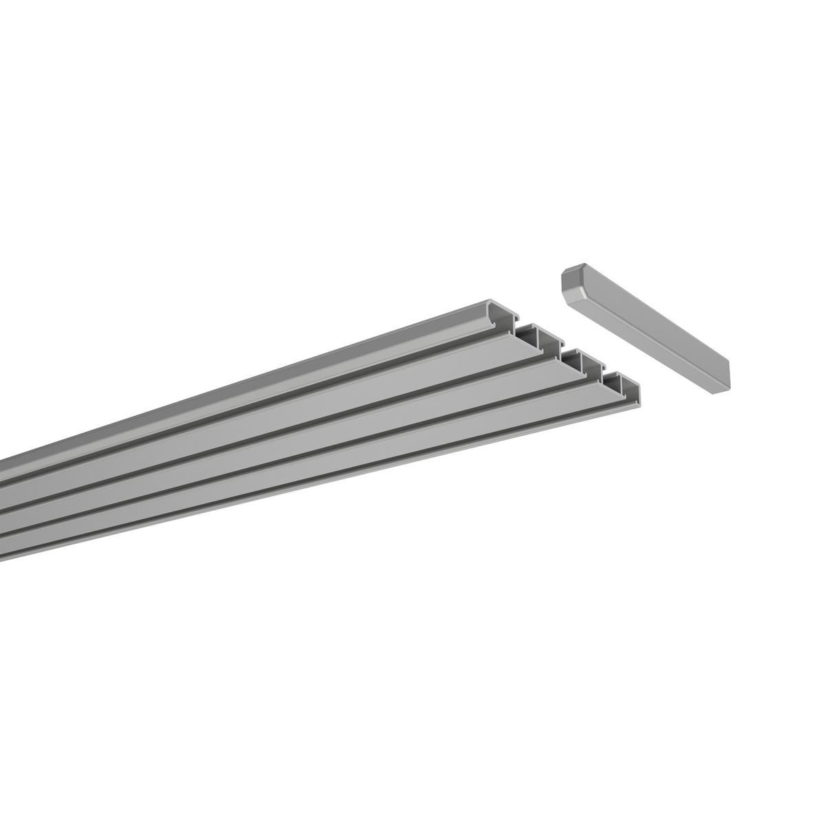 GARDINENSCHIENE Slimline 120 cm, 3-/4-läufig Silbergrau - Silberfarben/Alufarben, Metall (8.6/1.1/120cm) - INTERDECO