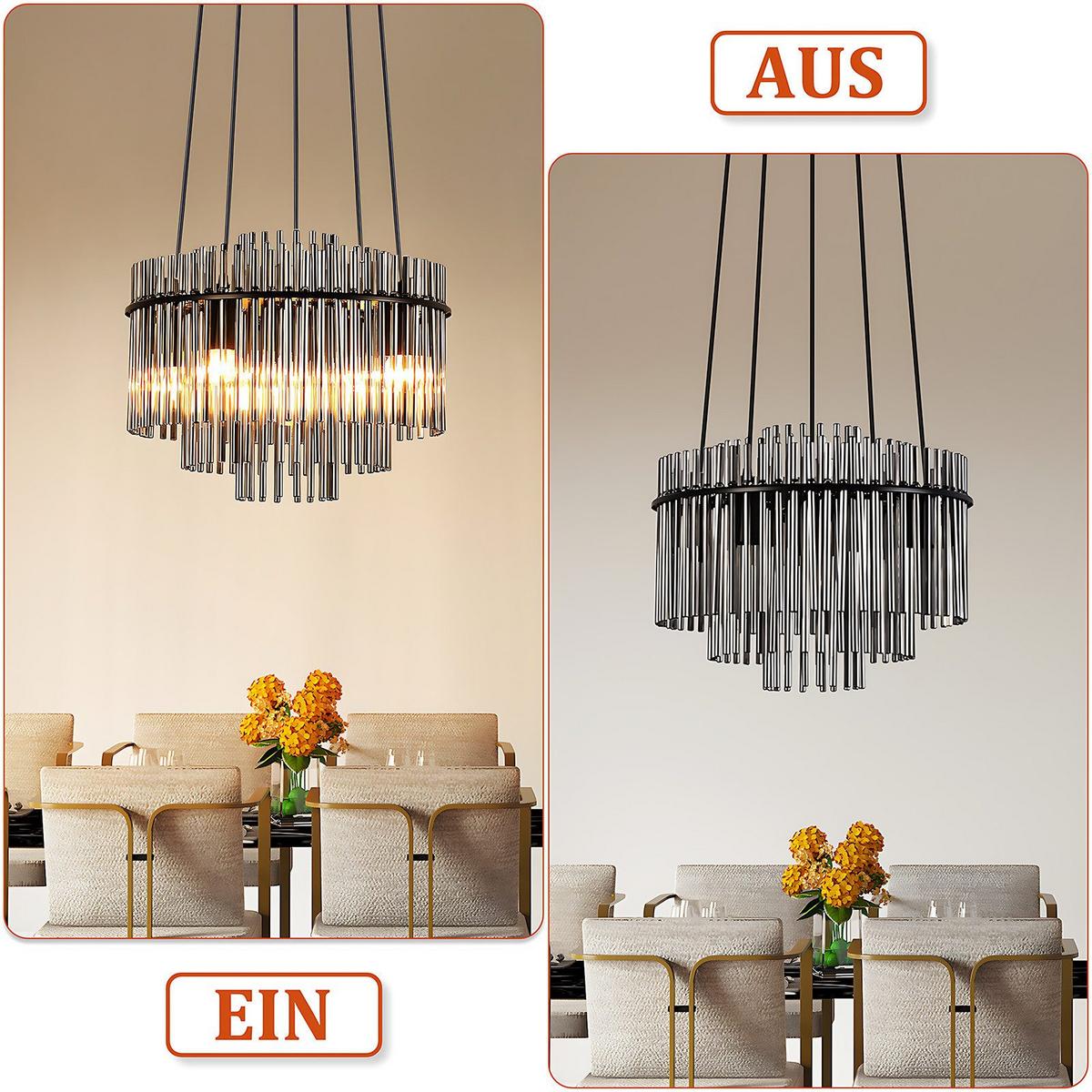 PENDELLEUCHTE BERLEBURG Ⅲ 15/40/150 cm - Schwarz, Metall (15/40/150cm) - Nettlife