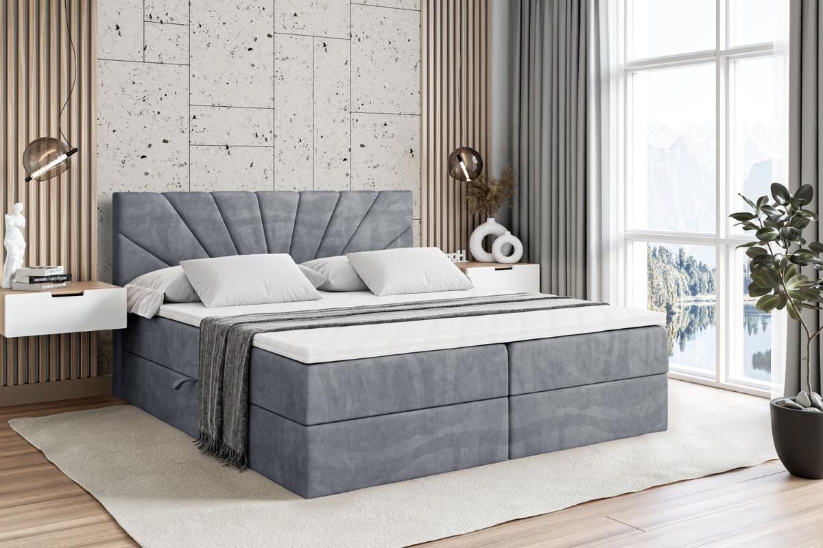 BOXBETT mit Matratze H4 und Lattenrost - MILTIO - 180x200 cm - H4 - Grau - Grau, Holzwerkstoff (180/200cm) - ALTDECOR