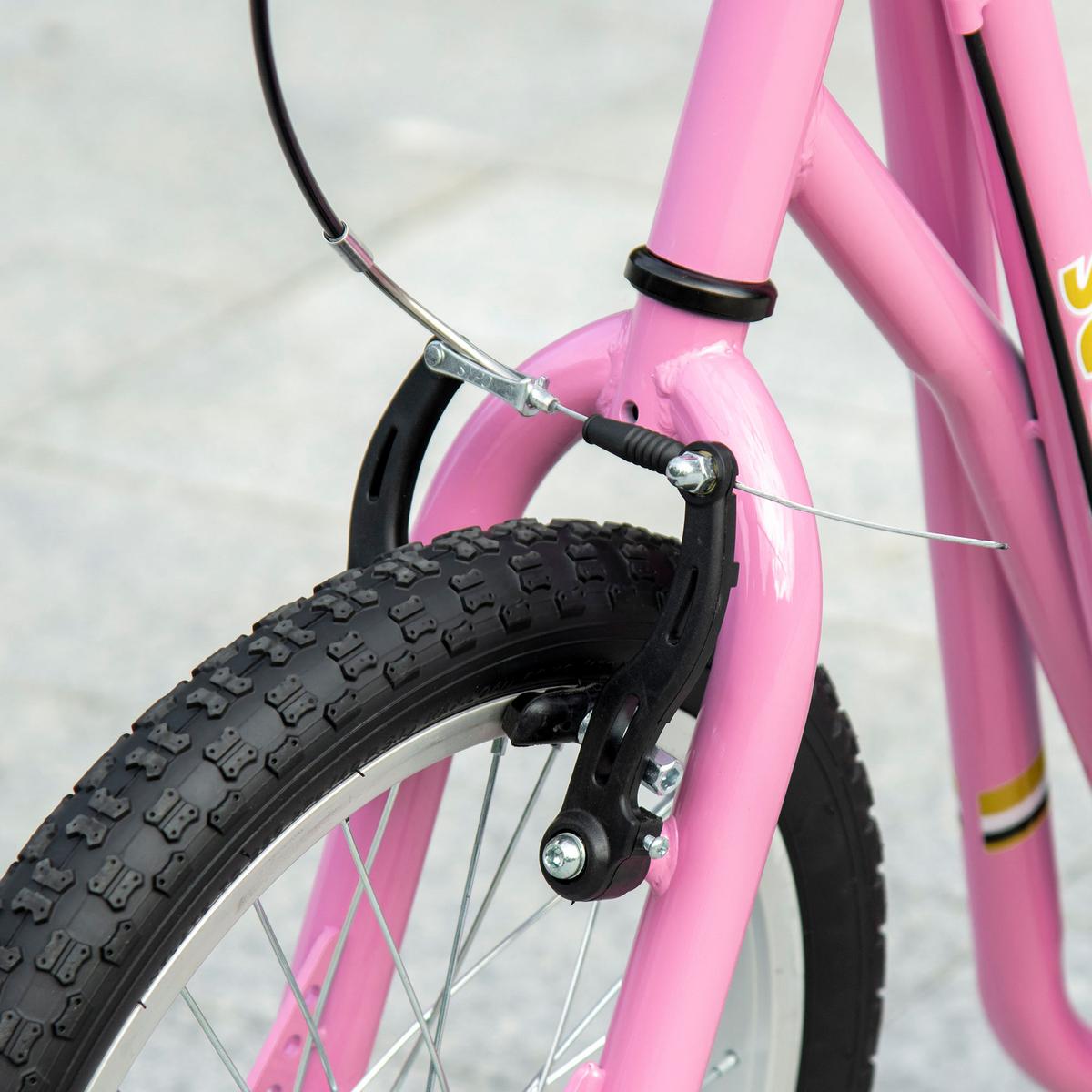 KINDER Tretroller mit Bremsen Scooter 16/12 Zoll Cityroller verstellbar Rosa - Rosa, Metall (135/58/100cm) - HOMCOM