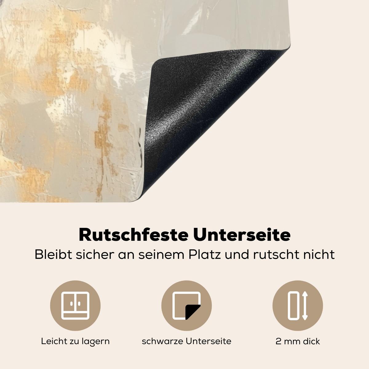 HERDABDECKPLATTE Hase - Ohren - Braun Induktionsschutz 91.6x52.7 cm - Beige, Kunststoff (91.6/52.7/0.2cm) - MuchoWow