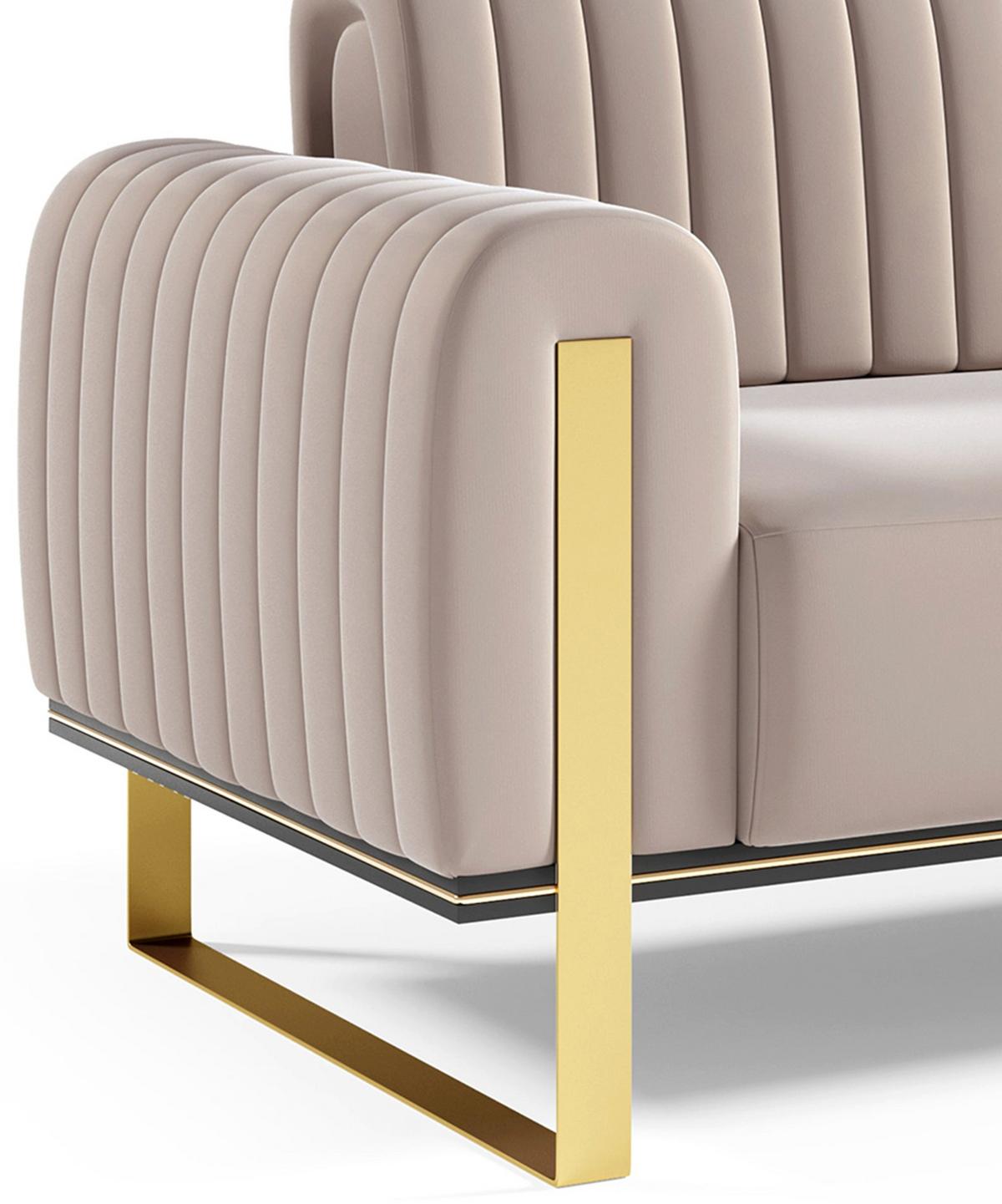 SOFA Parissa 228 cm - Ecru/Goldfarben, Textil/Metall (228/79/92cm) - Selsey