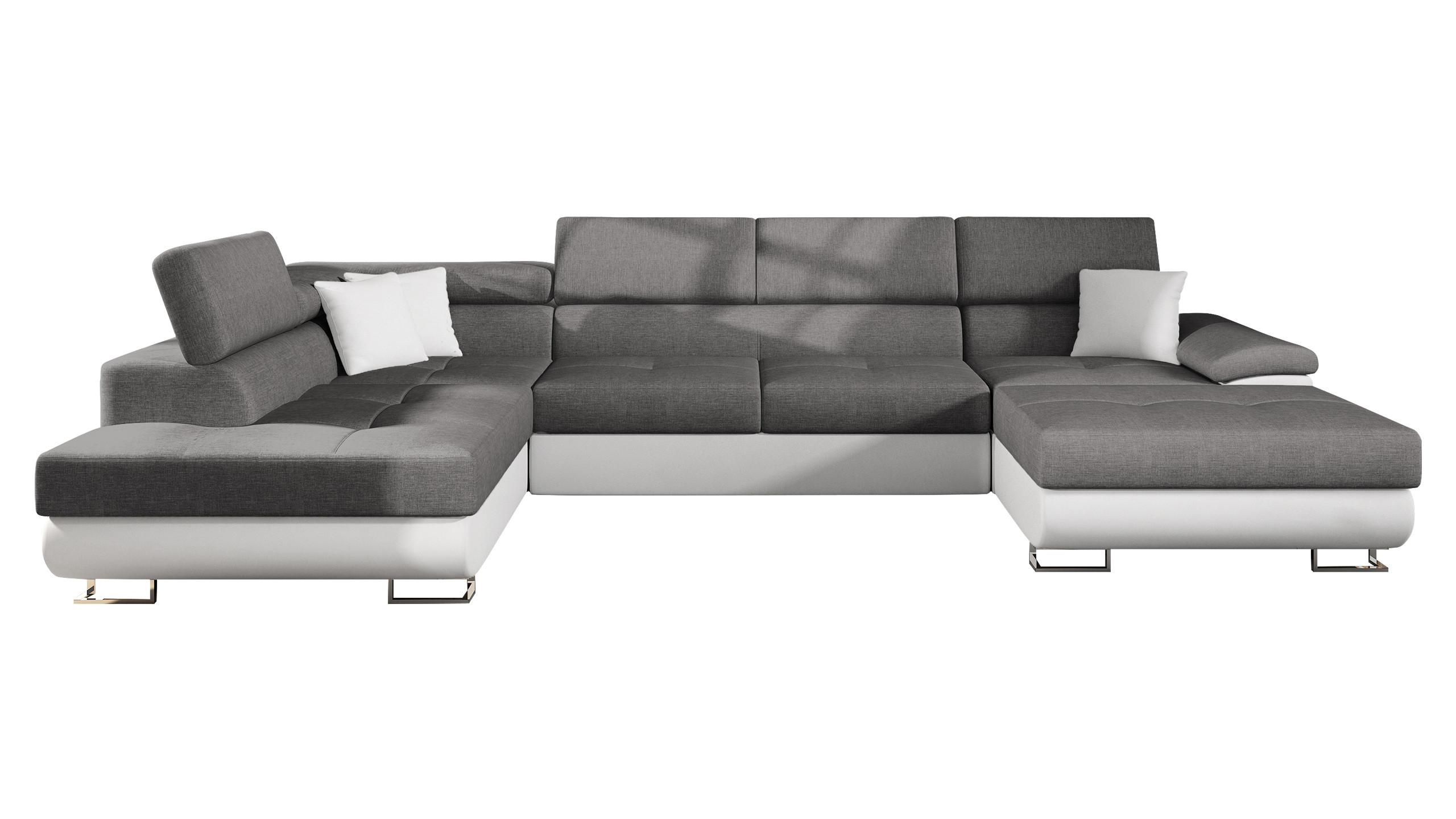WOHNLANDSCHAFT Cotere Bis, Seite: Links - Weiß/Grau, Holz/Textil (345/91/202cm) - MIRJAN24