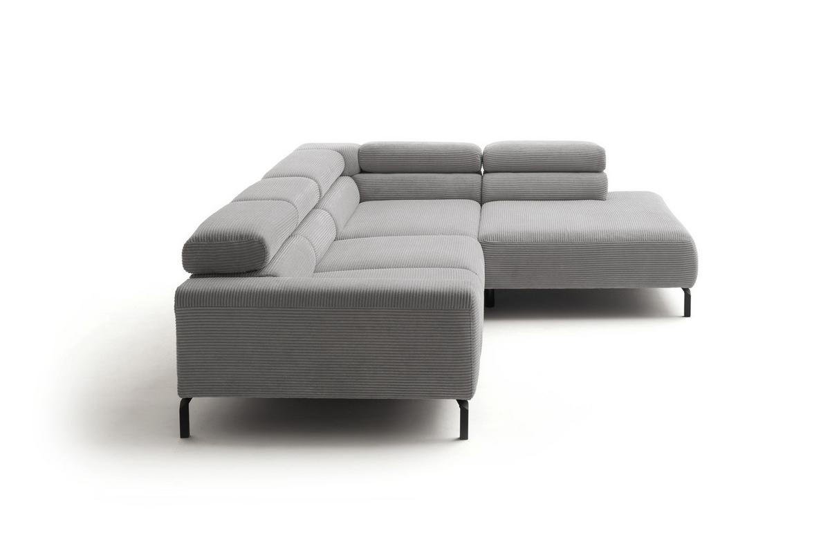 ECKSOFA DELIA Steingrau Cord - Greige/Schwarz, Textil/Metall (312/219cm) - KAWOLA
