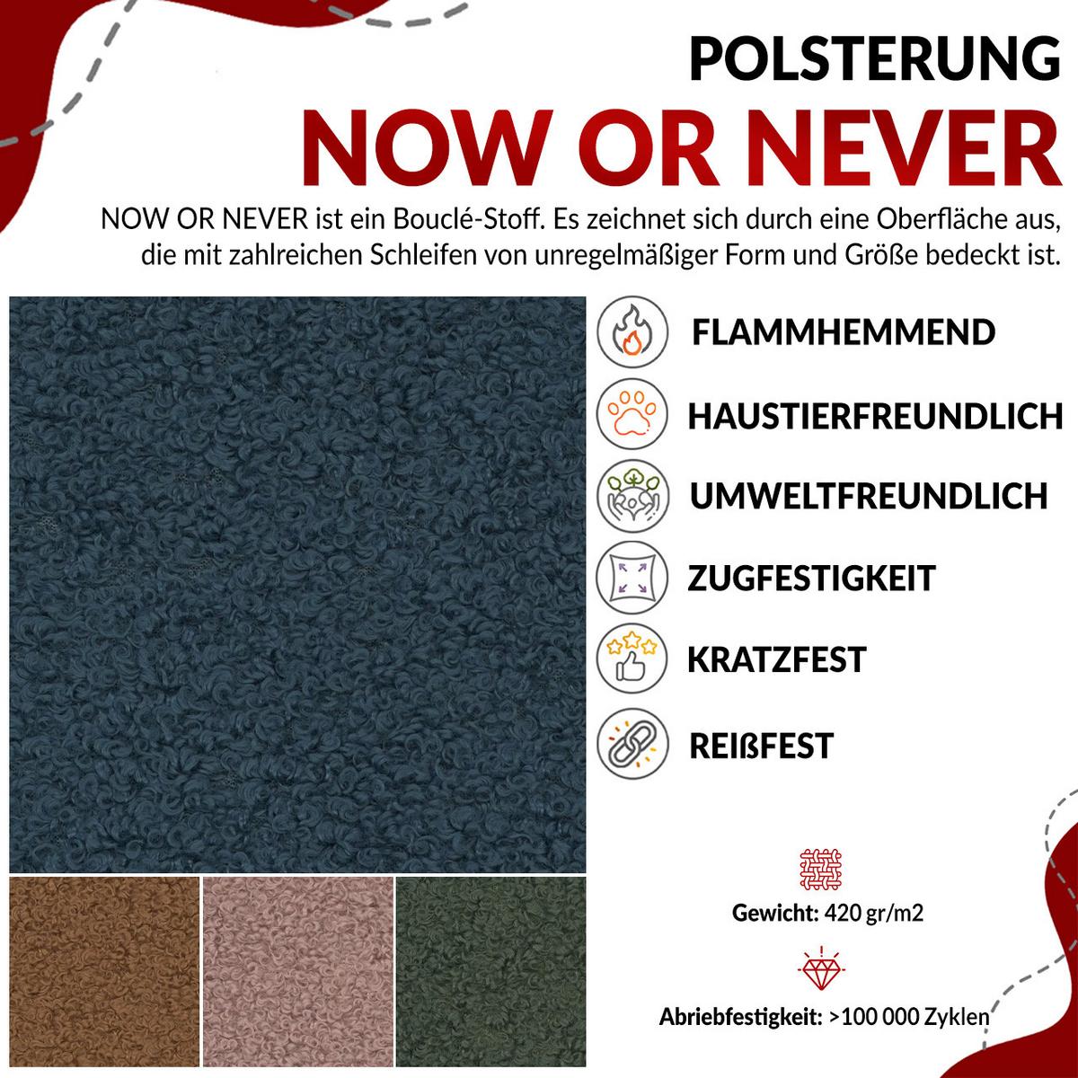 ECKSOFA Hugo Boucle Hellbraun - Hellbraun/Schwarz, Textil/Metall (242/140cm) - MKS
