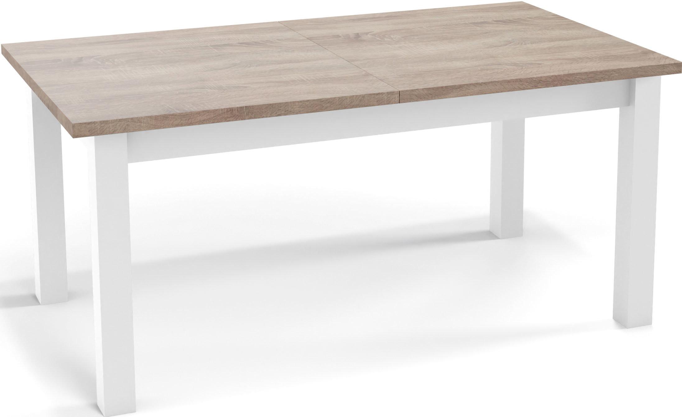 ESSTISCH Molly rechteckig ausziehbar, Sonoma Eiche 160-240/90/75 cm - Weiß/Sonoma Eiche, Holz/Holzwerkstoff (90/240/75cm) - WFL GROUP