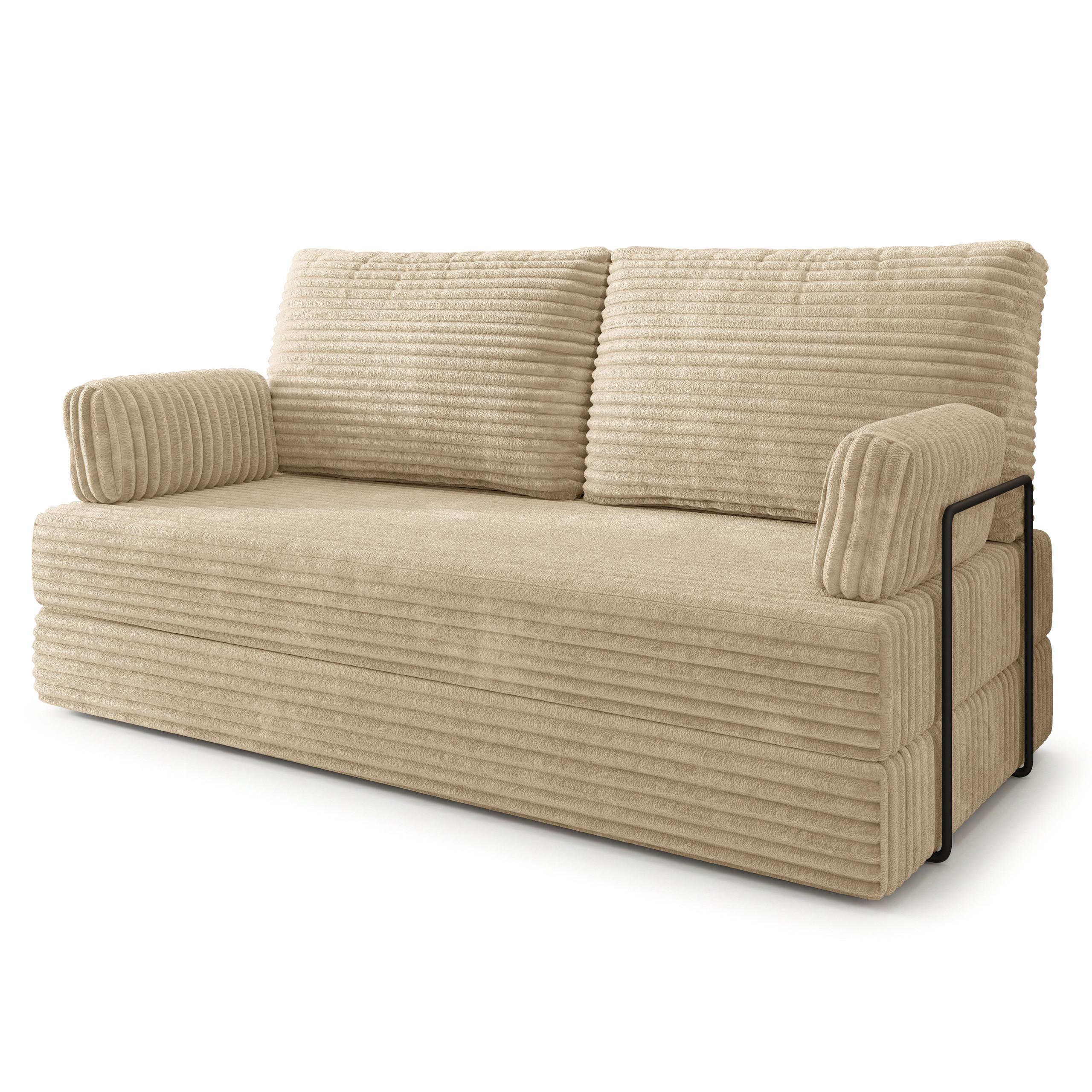 BETTSOFA SILAR aus Schaumstoff Kordstoff Creme Schlaffunktion - Creme, Textil (170/86/80cm) - MASSENO