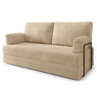 BETTSOFA SILAR aus Schaumstoff Kordstoff Creme Schlaffunktion - Creme, Textil (170/86/80cm) - MASSENO