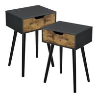 BEISTELLTISCH-SET 2 TLG. Östersund - Dunkelbraun/Schwarz, Holz/Holzwerkstoff (29.5/40/60cm) - [en.casa]