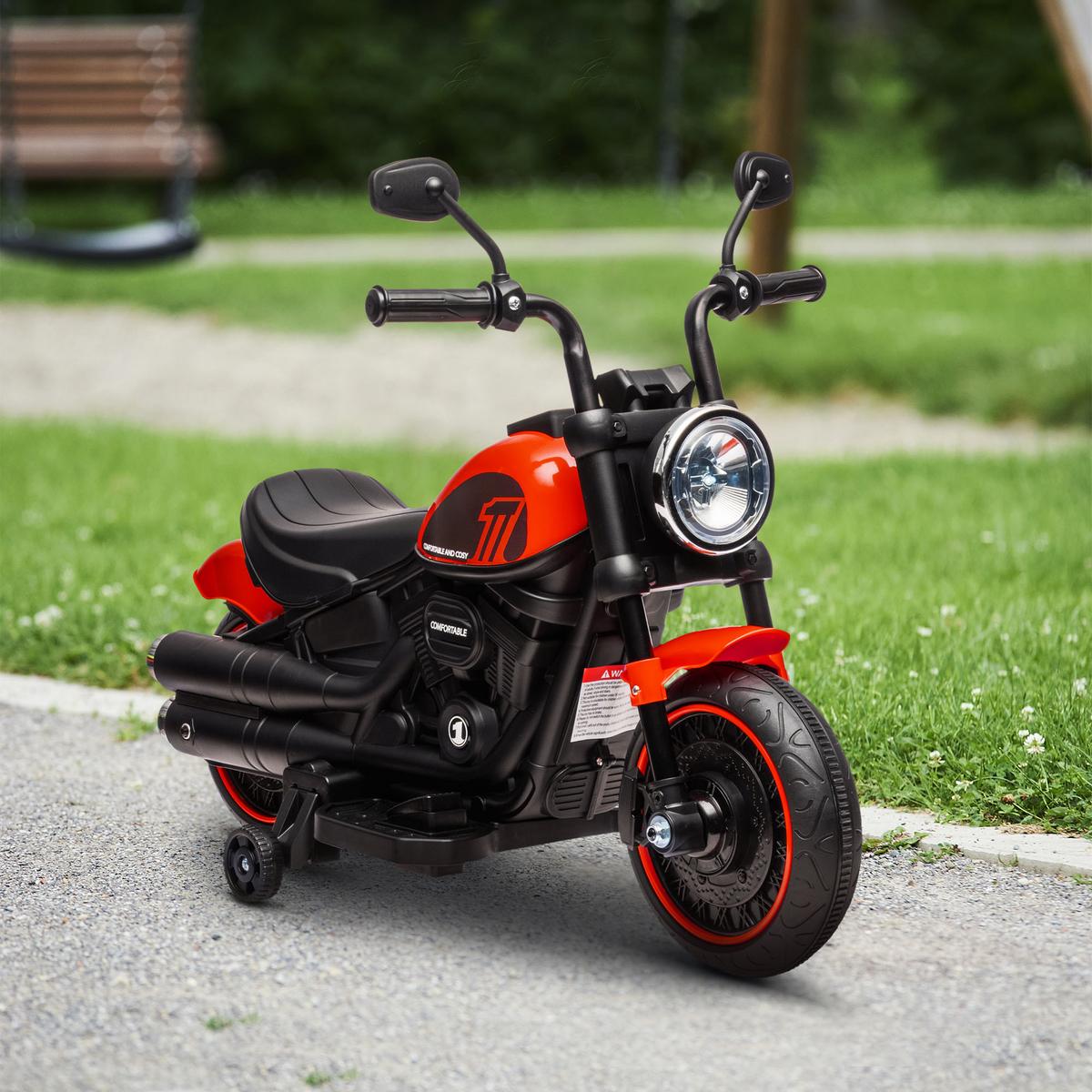 KINDER Elektro-Motorrad Kindermotorrad 6V Kinderfahrzeug für 1,5-3 Jahre Rot - Rot/Schwarz, Kunststoff/Metall (76/42/57cm) - HOMCOM