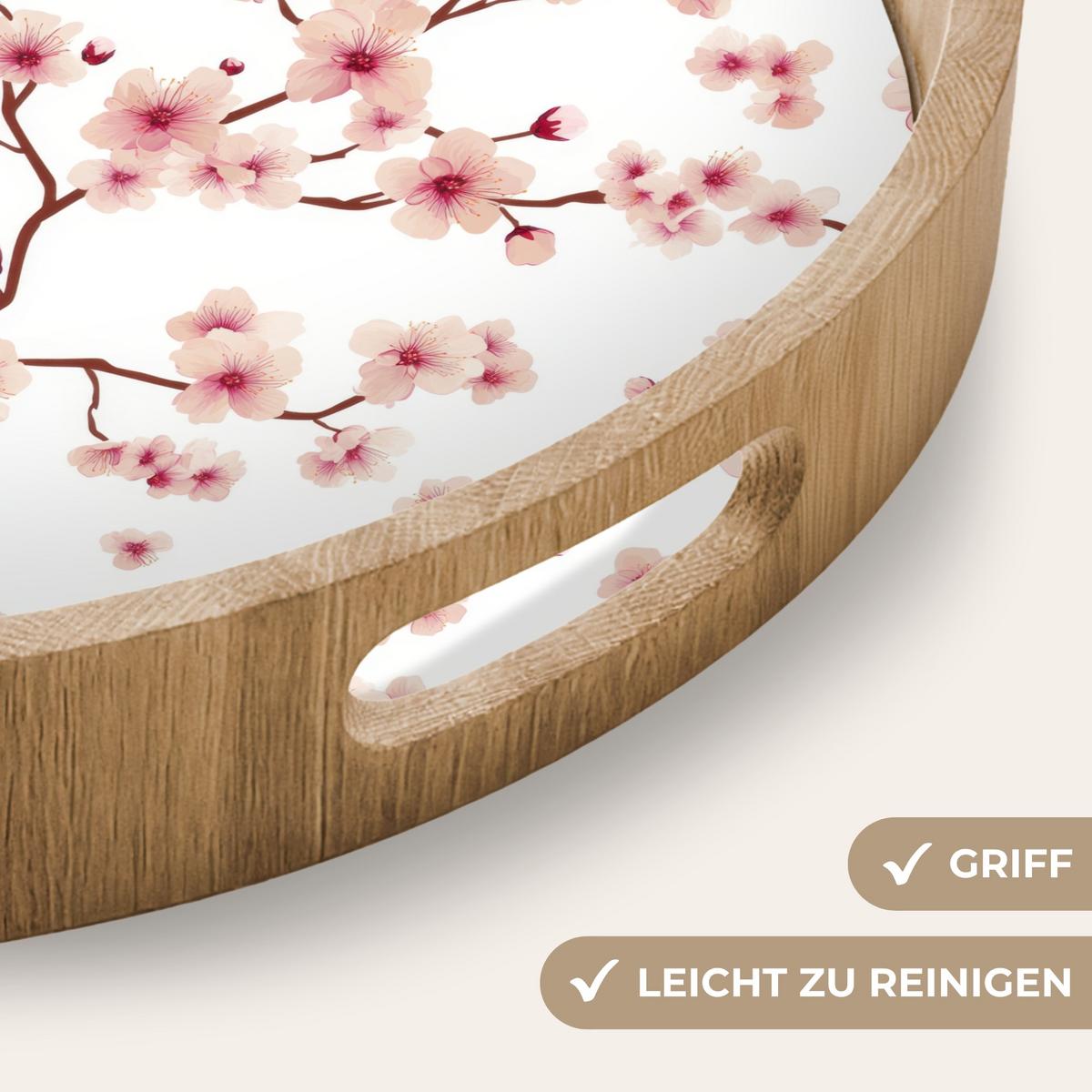 TABLETT Kirschblüte - Zweige - Rosa 40x40 cm - Rosa, Holz (40/5/5cm) - OnlyWow