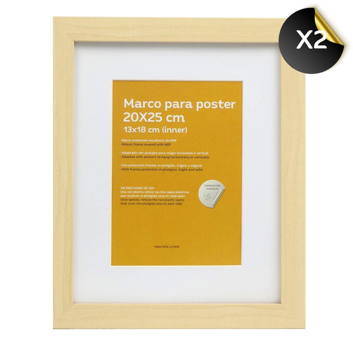 RAHMEN Set mit 10 aus MDF und Acrylglas Schutz und Aussteller für Fotografien, Bilder, Poster, Gemälde Farbe Hellholz 20x25, 13x18, 10x15 cm - Beige, Holz (20/3cm) - Nacnic