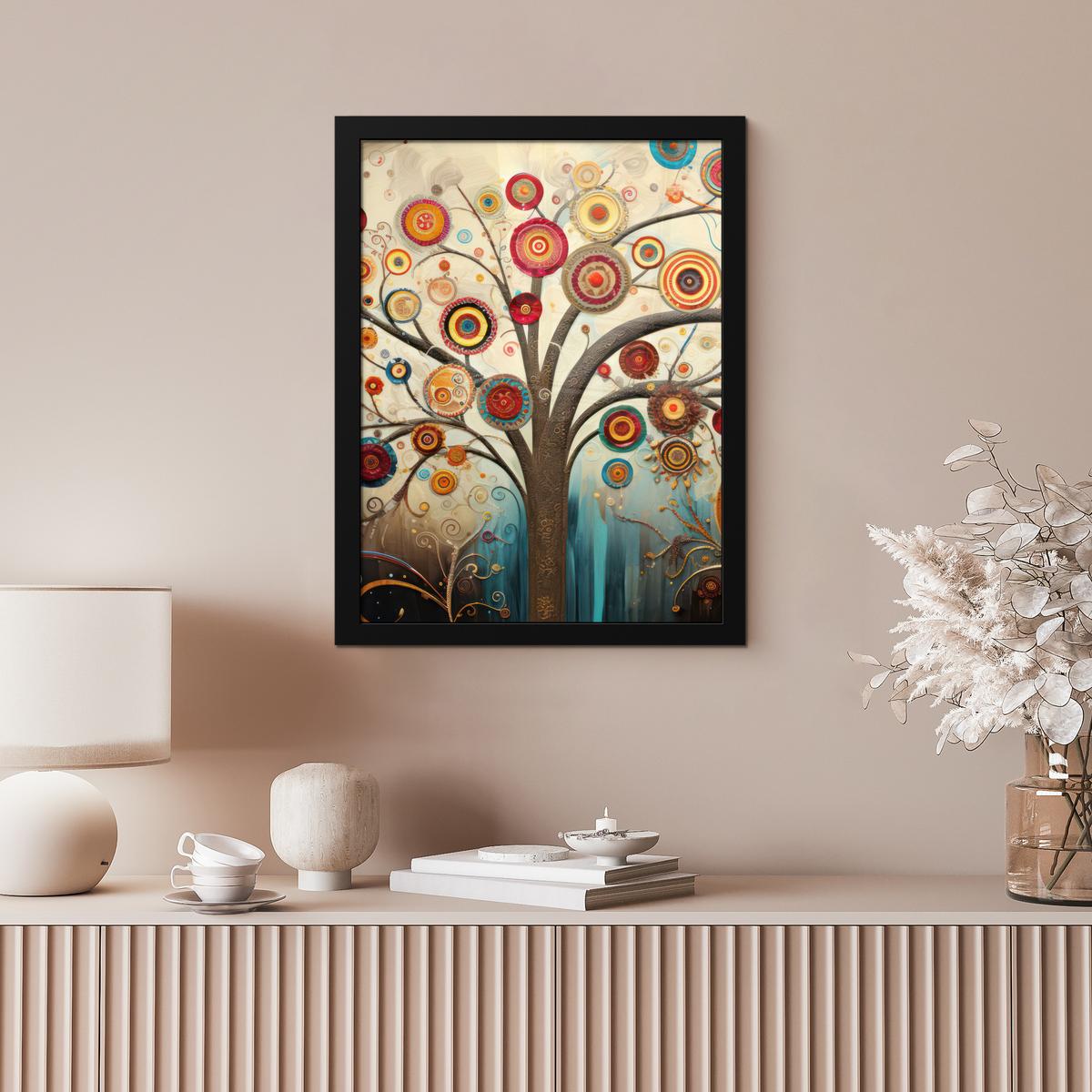 POSTER MIT RAHMENGERAHMTES BILD Baum - Baum des Lebens - Farbe Bilderrahmen 30x40 cm - Braun, Papier (30/40cm) - MuchoWow