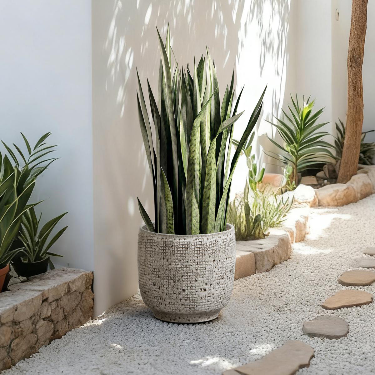 KERAMIK-BLUMENTOPF grau, Ø 30 × H 28 cm - Weiß, Keramik (28.8cm)