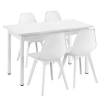ESSGRUPPE 5 TLG. - Weiß, Holzwerkstoff/Kunststoff (120/75/60cm) - [en.casa]