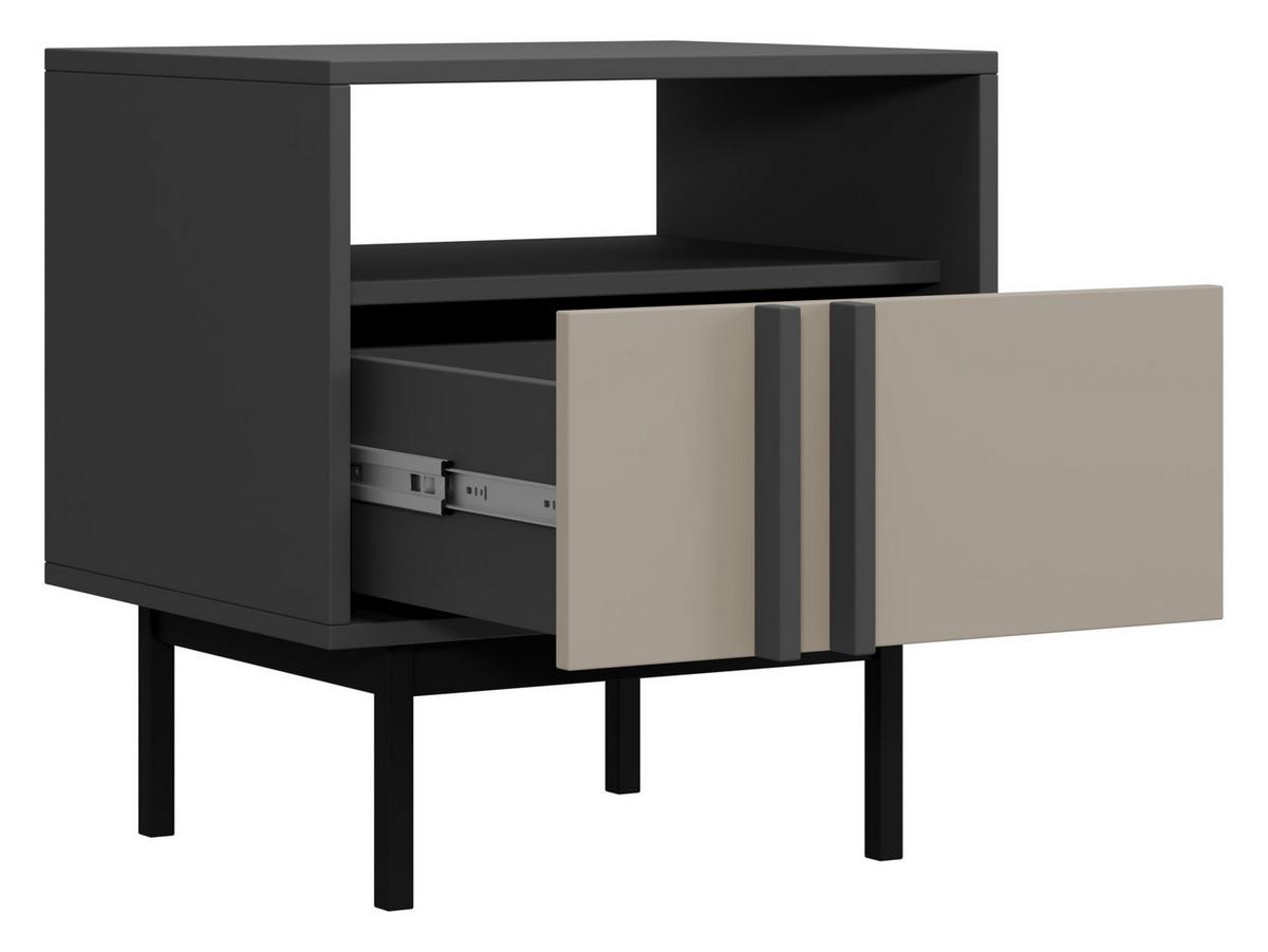 NACHTTISCH Alsy AL13 - Anthrazit/Beige, Holzwerkstoff/Kunststoff (53/53/43cm) - MIRJAN24