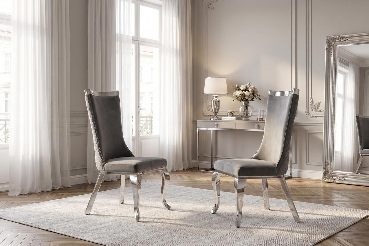 ESSZIMMERSTUHL SELENA Grau Velvet (1er-Set) - Grau, Textil (54/109/64cm) - KAWOLA