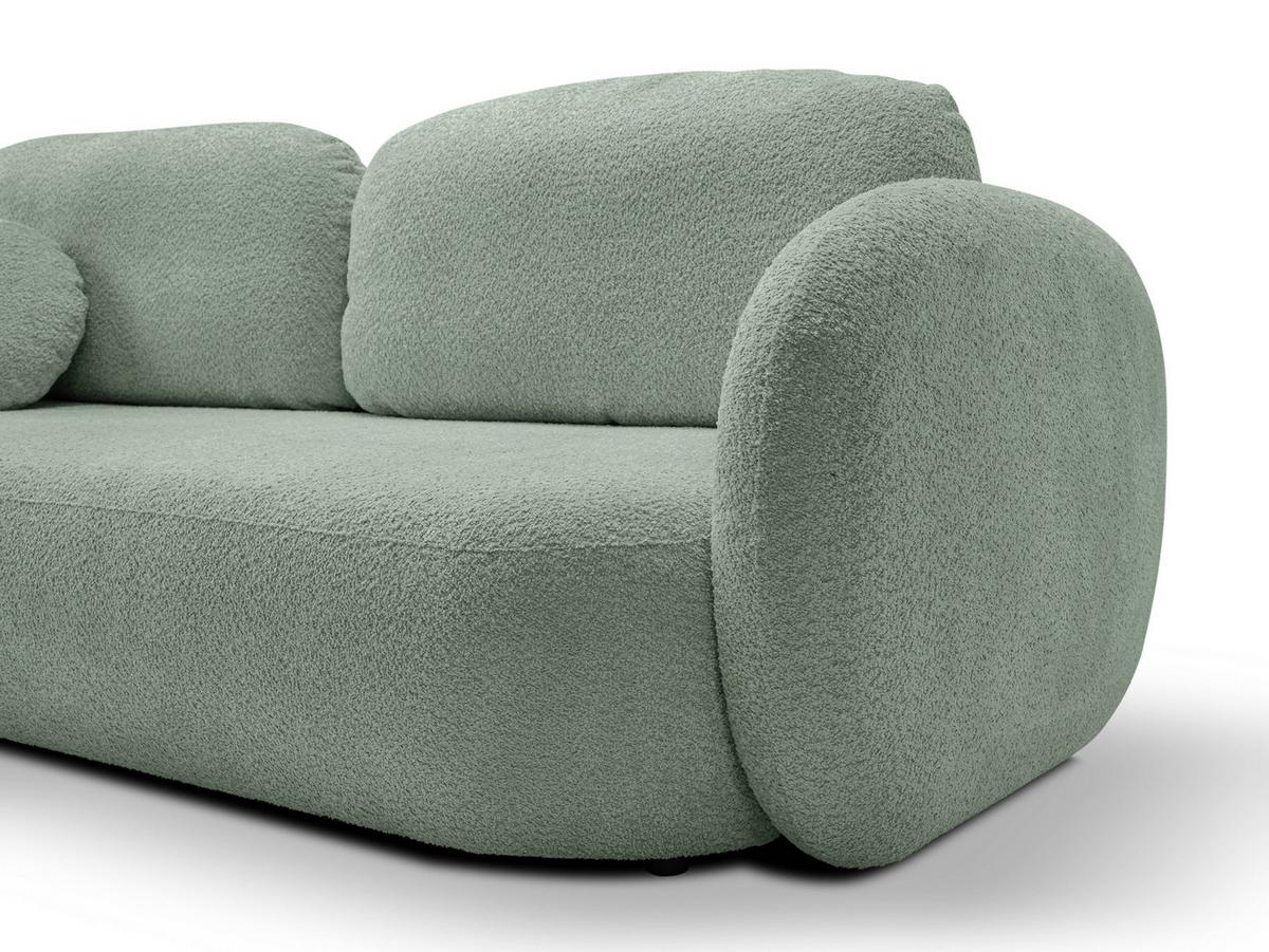 BETTSOFA AMICO Grün Bucle-Stoff mit Schlaffunktion - Grün, Holz (238/86.5/101cm) - MASSENO