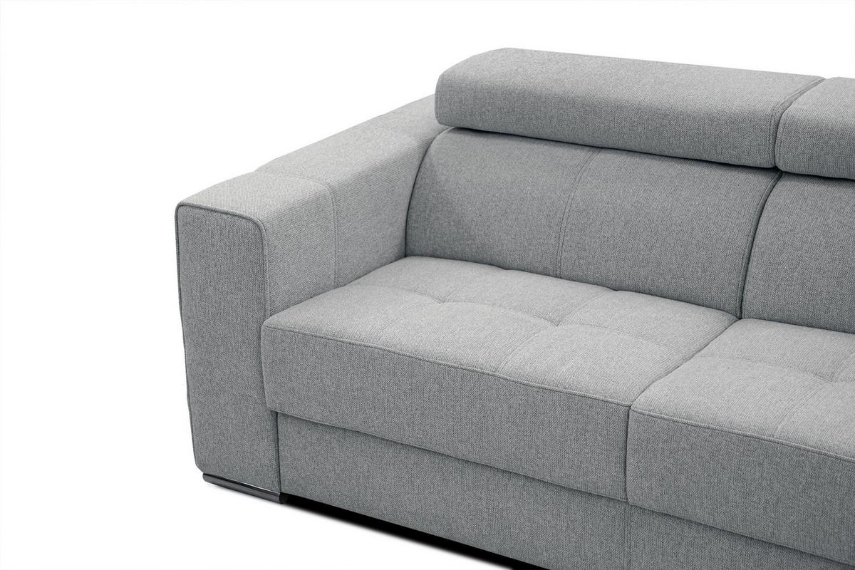 SOFA QUARTZ 3-Sitzer mit Ausziehsitz, silberfarben - Silberfarben, Holzwerkstoff/Textil (202/80/102cm) - Wozimo