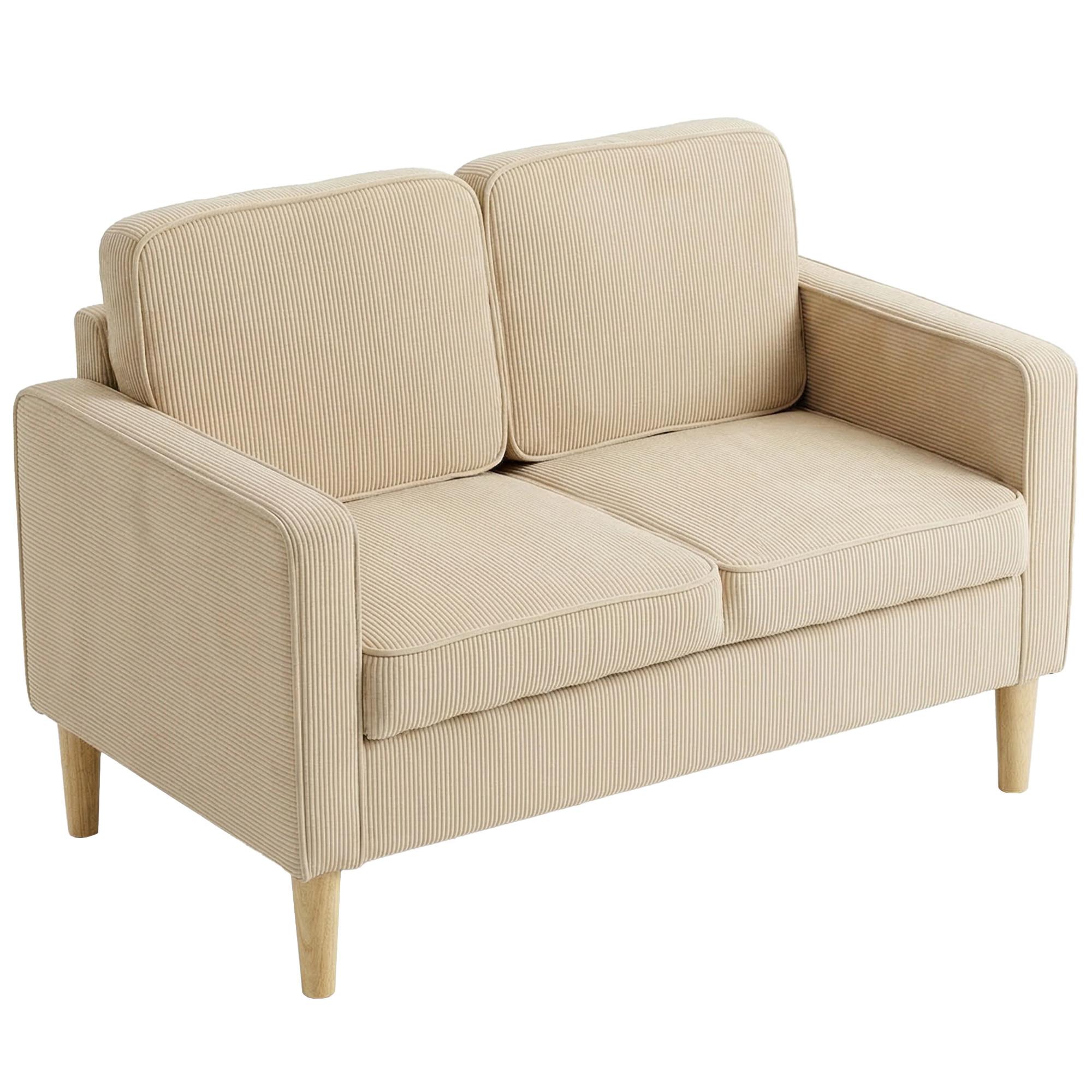 2-SITZER-SOFA Polyester Beige - Beige/Naturfarben, Holz/Textil (63/79/117cm) - HOMCOM