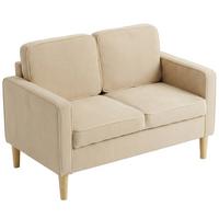 2-SITZER-SOFA Polyester Beige - Beige/Naturfarben, Holz/Textil (63/79/117cm) - HOMCOM