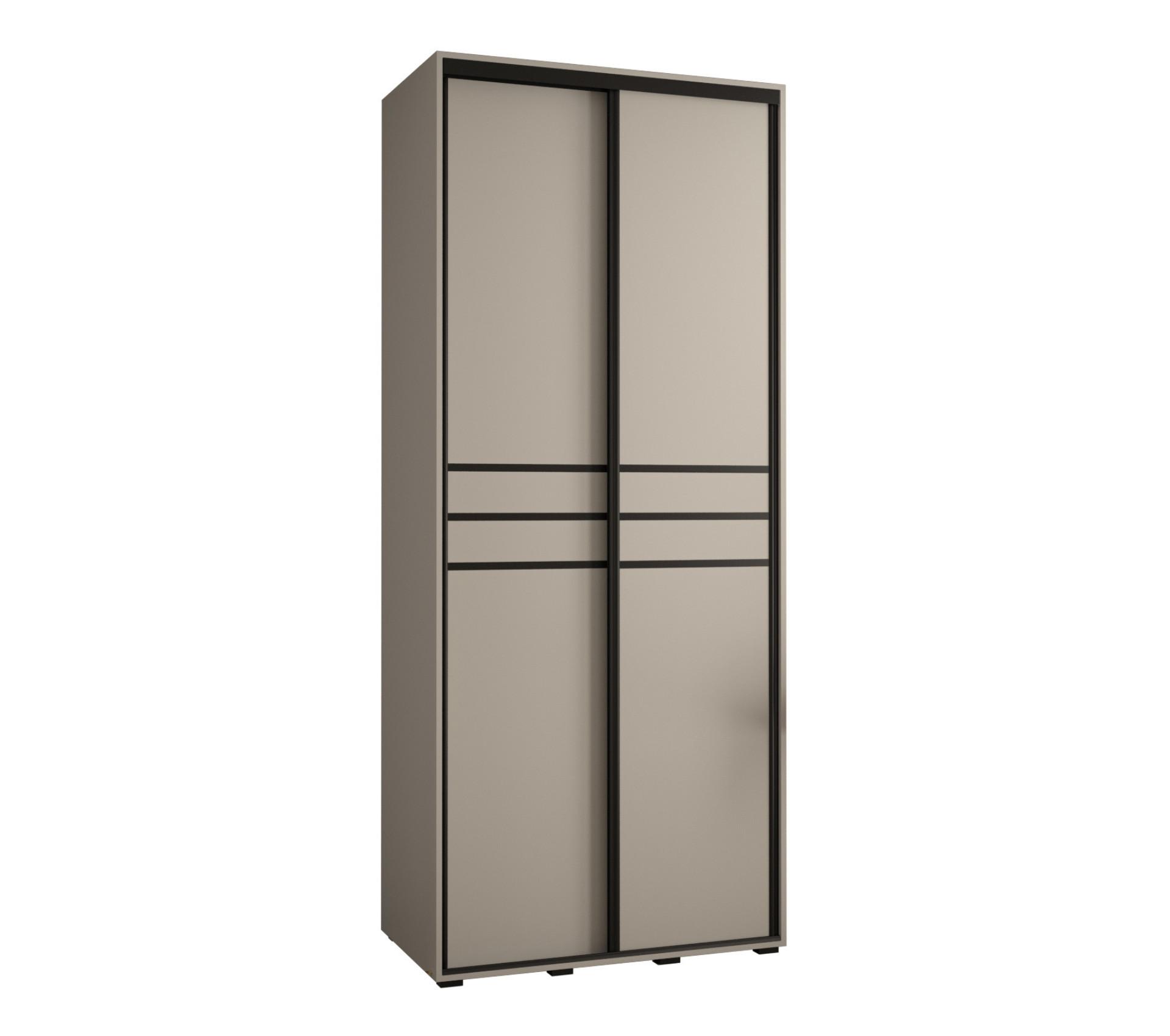 SCHWEBETÜRENSCHRANK 235,2/120/60 2-türig - Kaschmir/Schwarz, Holz/Metall (120/235.2/60cm) - MÖBEL KRYSPOL