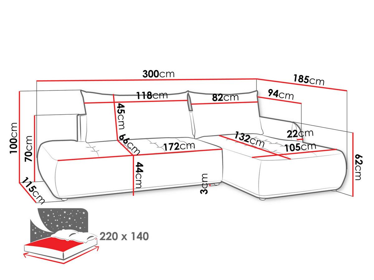 ECKSCHLAFSOFA Bueno I, Seite: Links - Hellgrau/Schwarz, Holz/Textil (300/185cm) - MIRJAN24