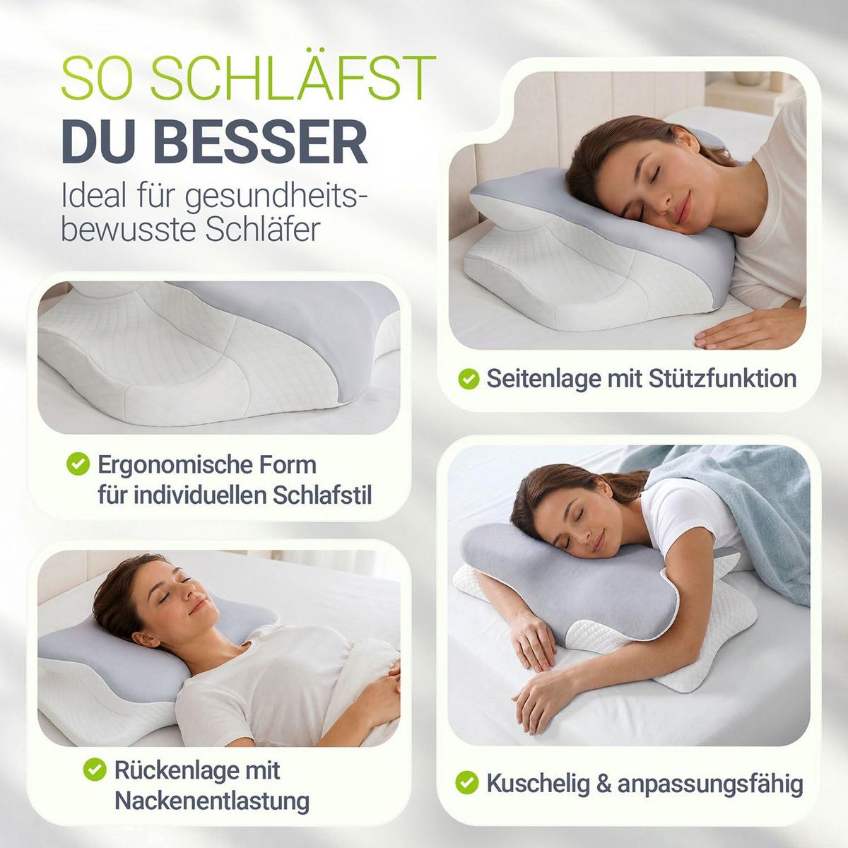NACKENKISSEN weiß / grau (1er-Set) - Weiß, Textil (41/63cm) - Juskys