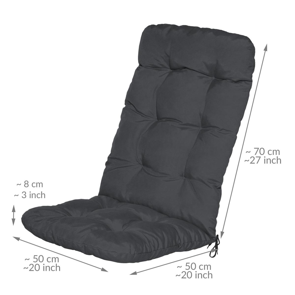 HOCHLEHNERAUFLAGE Flair HL 120/50/8cm Graphitgrau (4tlg) - Graphitfarben, Textil (50/8/120cm) - Beautissu 