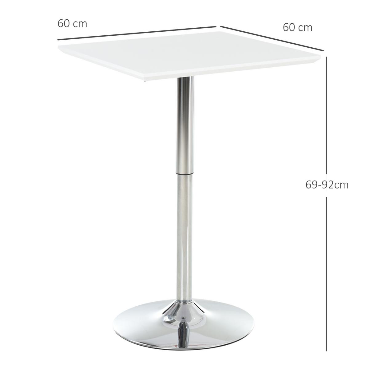 BARTISCH, MDF-Platte, Stahl, Weiß - Weiß, Kunststoff (60/60/92cm) - HOMCOM