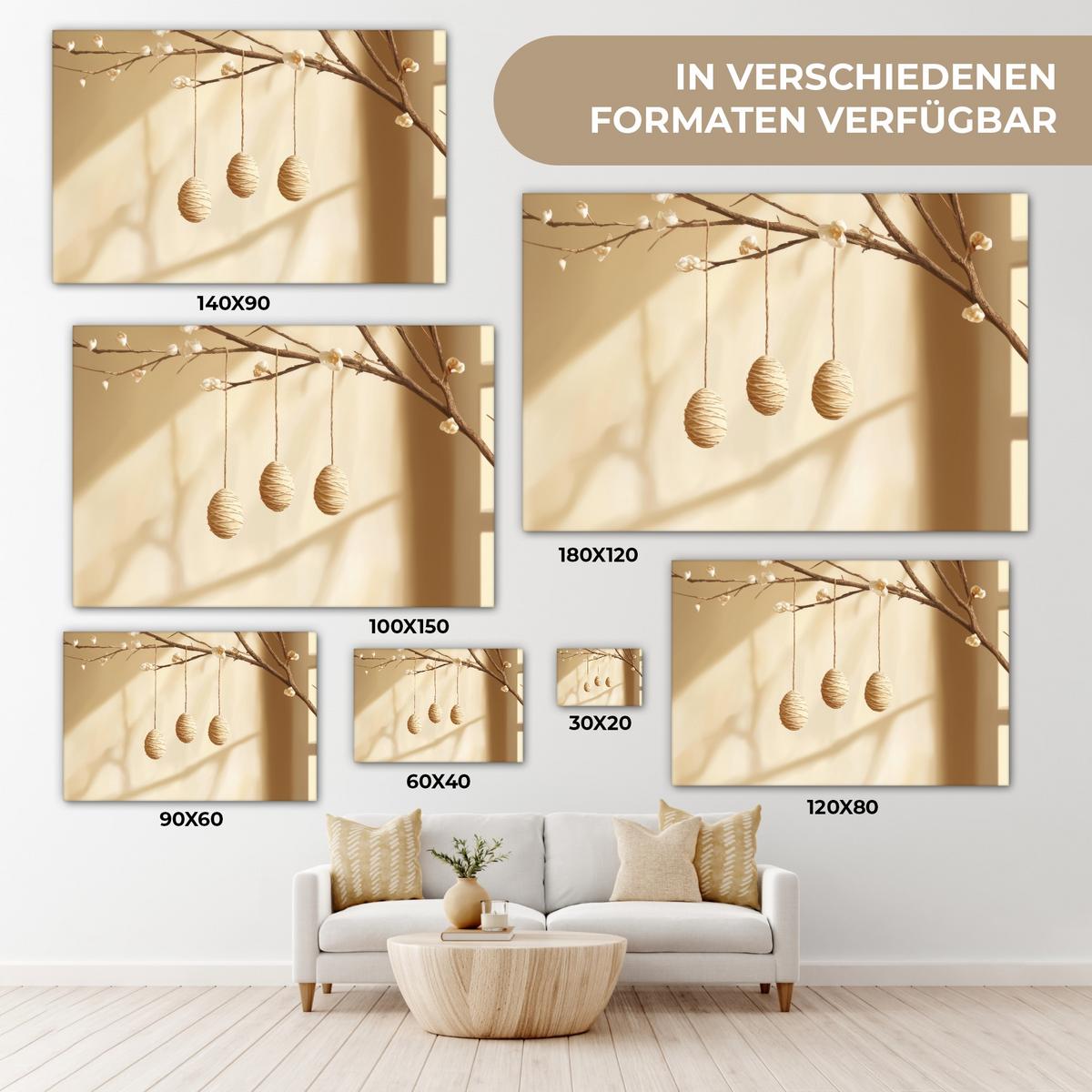 LEINWANDBILD Beige - Osterkuchen - Eier Deko Schlafzimmer 30x20 cm - Beige, Textil (30/20cm) - MuchoWow