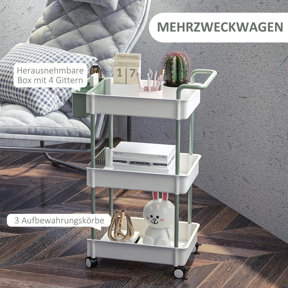 ROLLWAGEN, Servierwagen, Stahl, Weiß - Weiß, Kunststoff (29.4/77/50cm) - HOMCOM