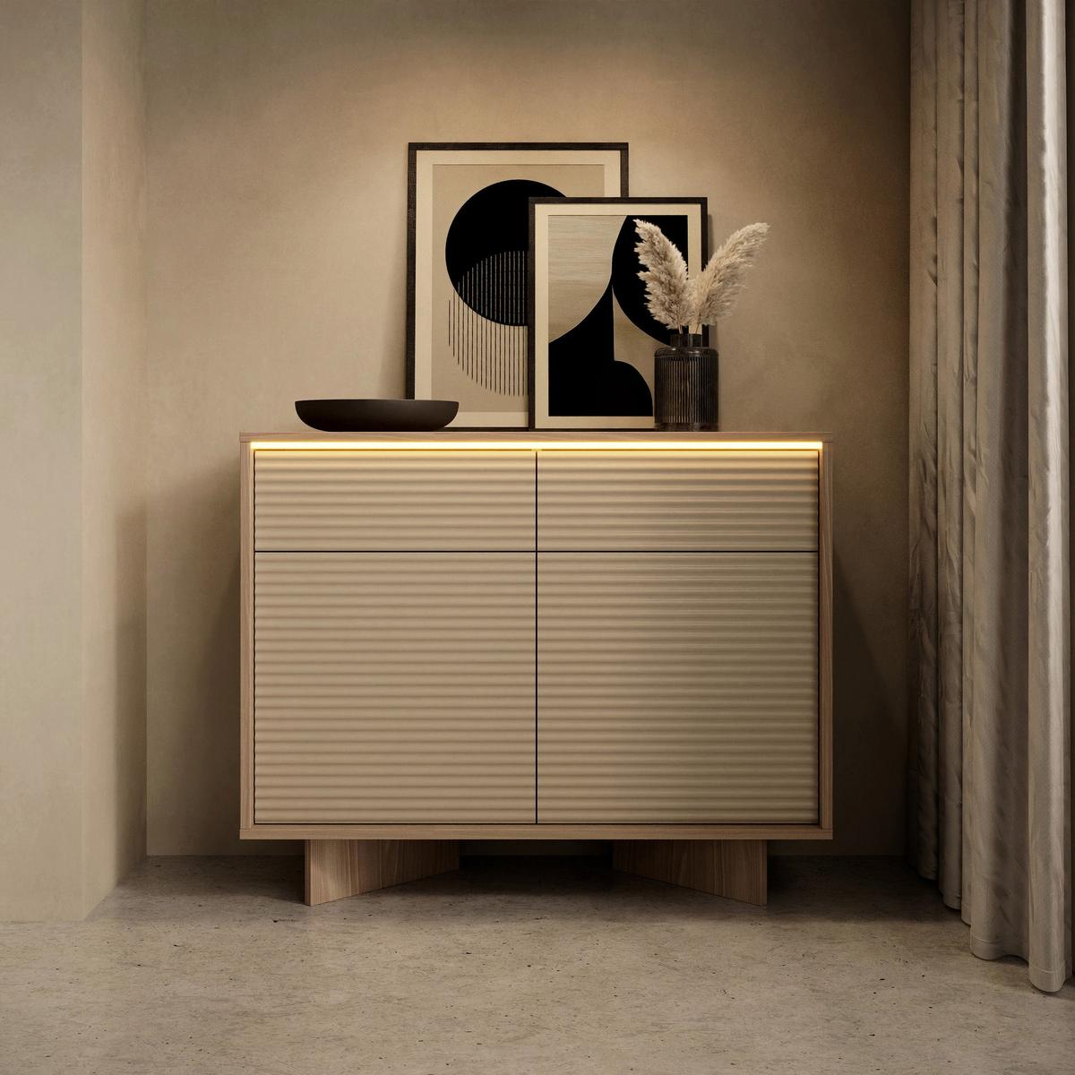 SIDEBOARD Semi 103 cm - Beige/Cappuccino, Holzwerkstoff (103.9/84.4/40cm) - Selsey