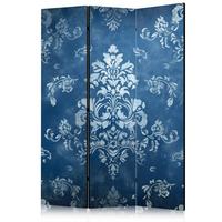 PARAVENT Beidseitig Bedruckter 3-tlg 135x172 cm Elegante Glamour Ornamente - Blau, Holz/Textil (135/172/3cm) - Muralo