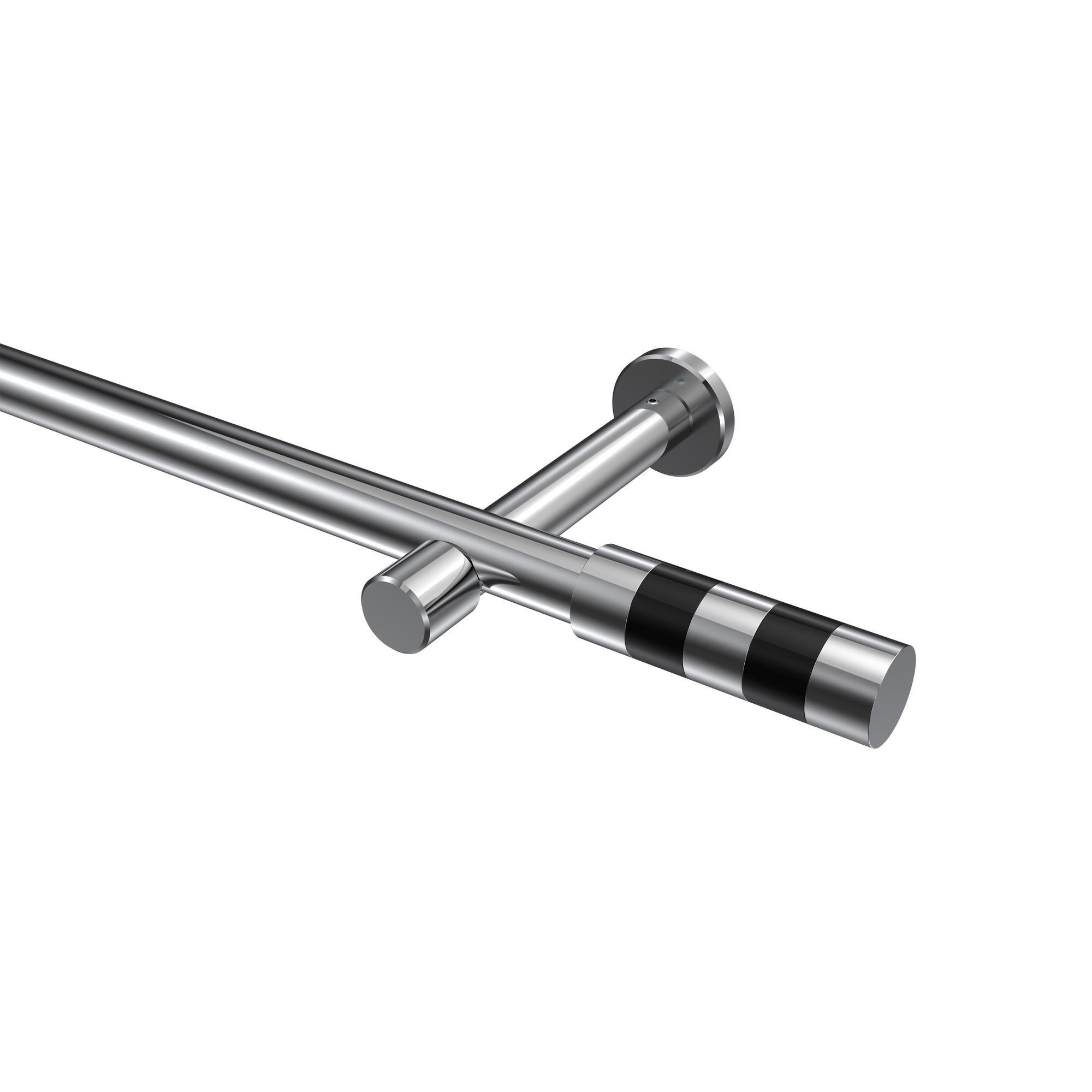 GARDINENSTANGE Prestige Mavell 120 cm, 1-läufig (ohne Ringe), 20 mm Ø Chrom - Chromfarben/Schwarz, Metall (120cm) - INTERDECO