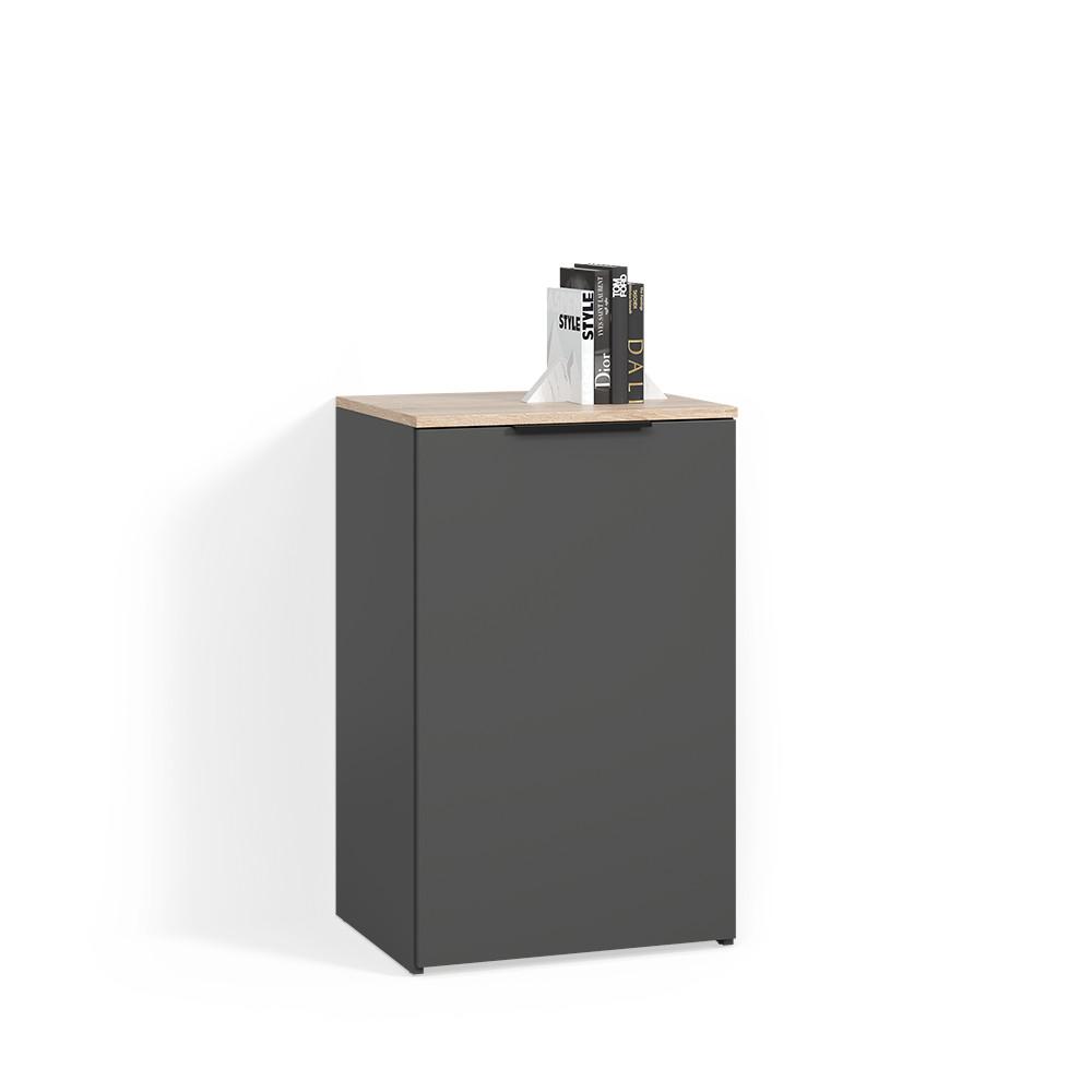 KOMMODE Piave Anthrazit mit Regal - Anthrazit, Holzwerkstoff (50/80/40cm) - Livinity®