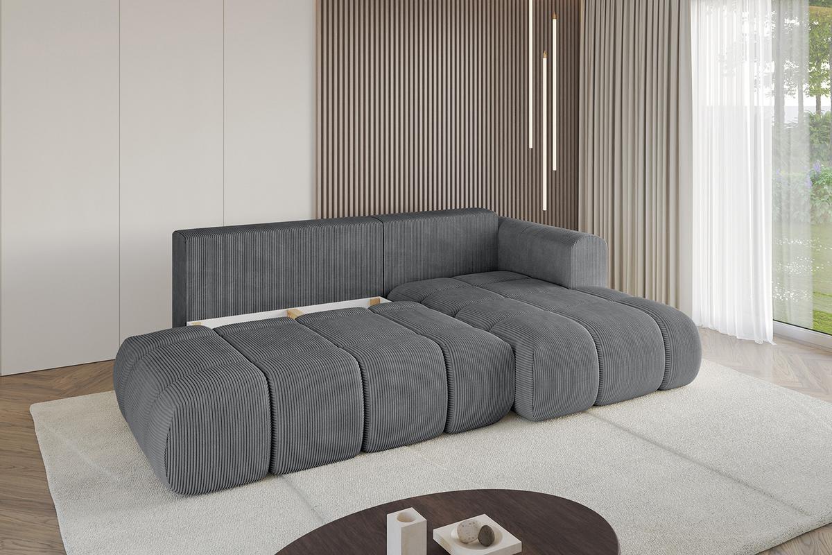 ECKSOFA Ottomane Rechts CLOUD-L-v1 280x185x90 Dunkelgrau Cord - Dunkelgrau, Holzwerkstoff/Kunststoff (185/280cm) - ALTDECOR