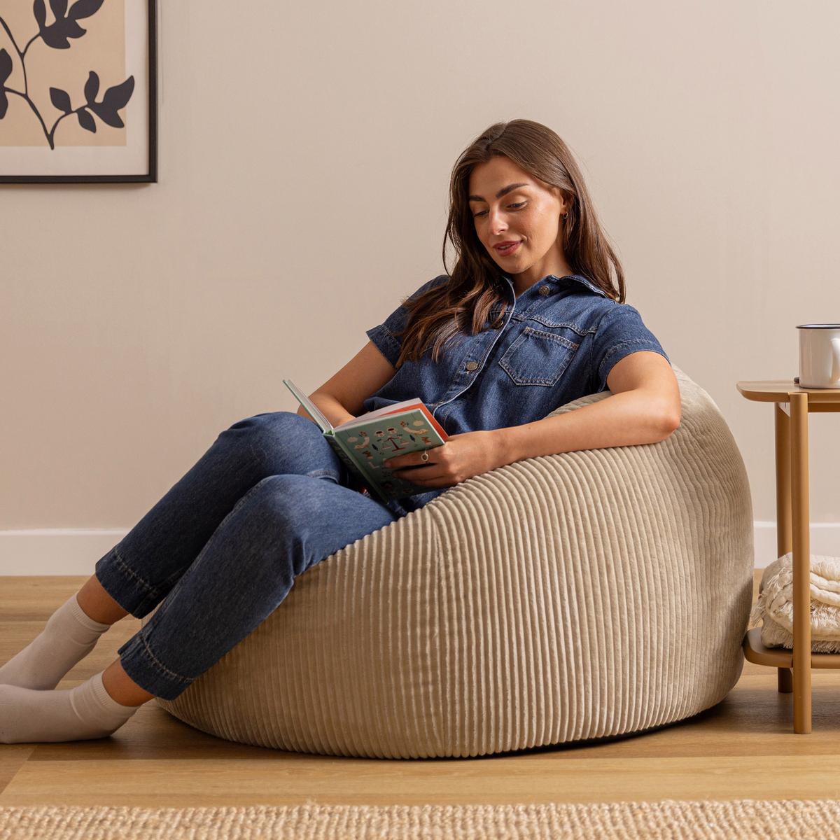 SITZSACK Cord Kingston XXL - Beige, Textil (92/52/92cm) - icon