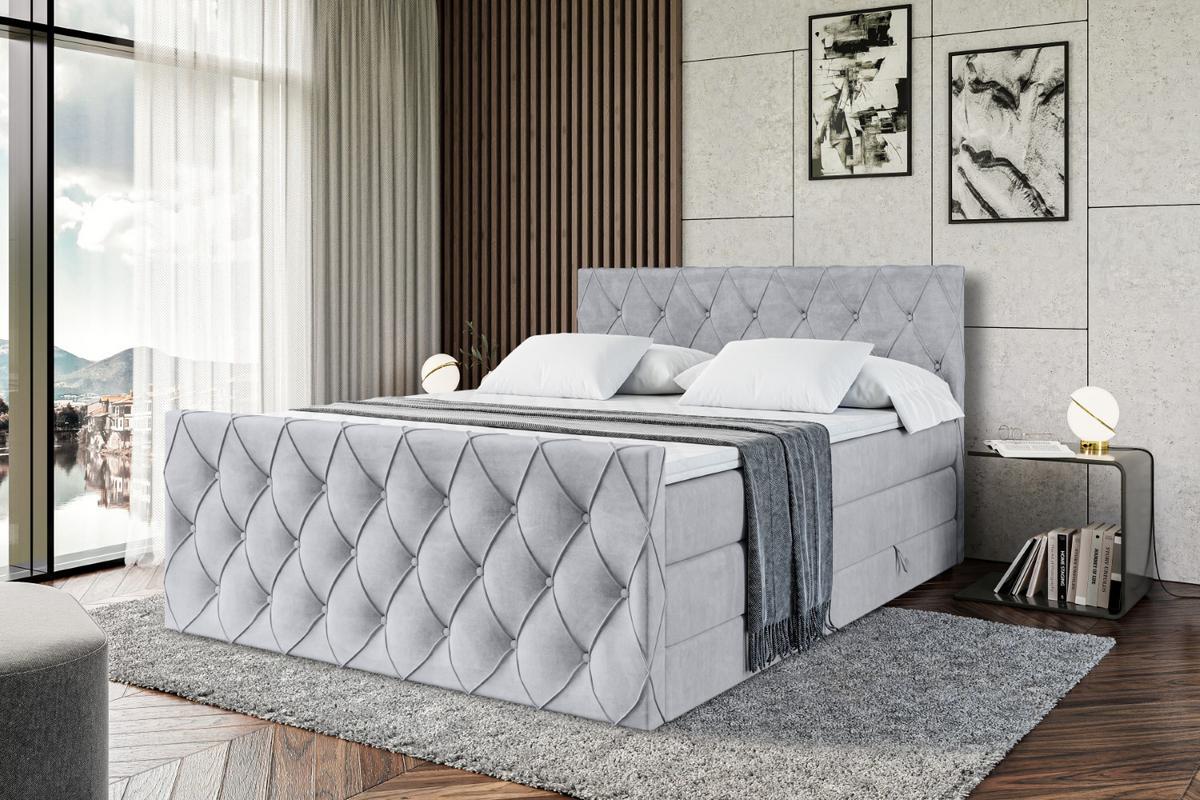 BOXSPRINGBETT AMAY-Z KING - 140x200 - H3/H4 - Hellgrau - Hellgrau, Holzwerkstoff (140/200cm) - ALTDECOR