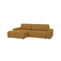 ECKSOFA Nancy Honig Cord - Schwarz/Honig, Holz/Kunststoff (264/162cm) - S-Style Möbel