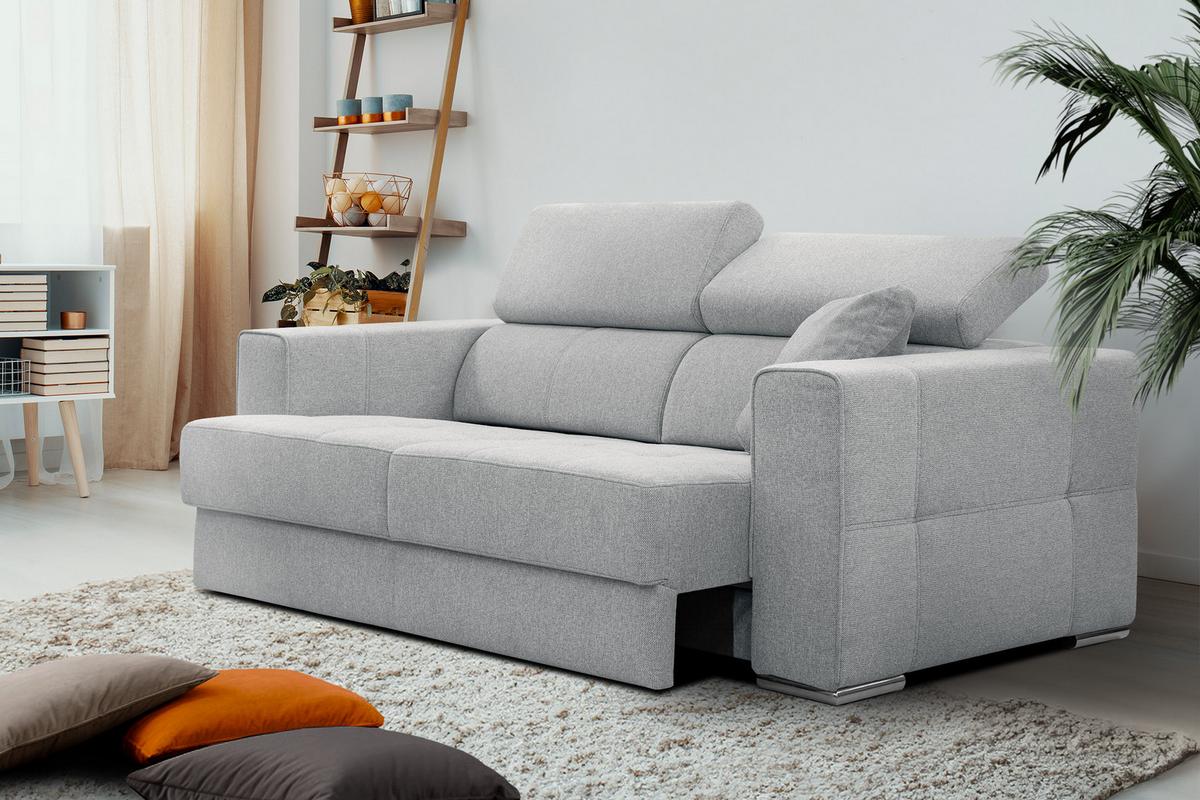SOFA QUARTZ 3-Sitzer mit Ausziehsitz, silberfarben - Silberfarben, Holzwerkstoff/Textil (202/80/102cm) - Wozimo