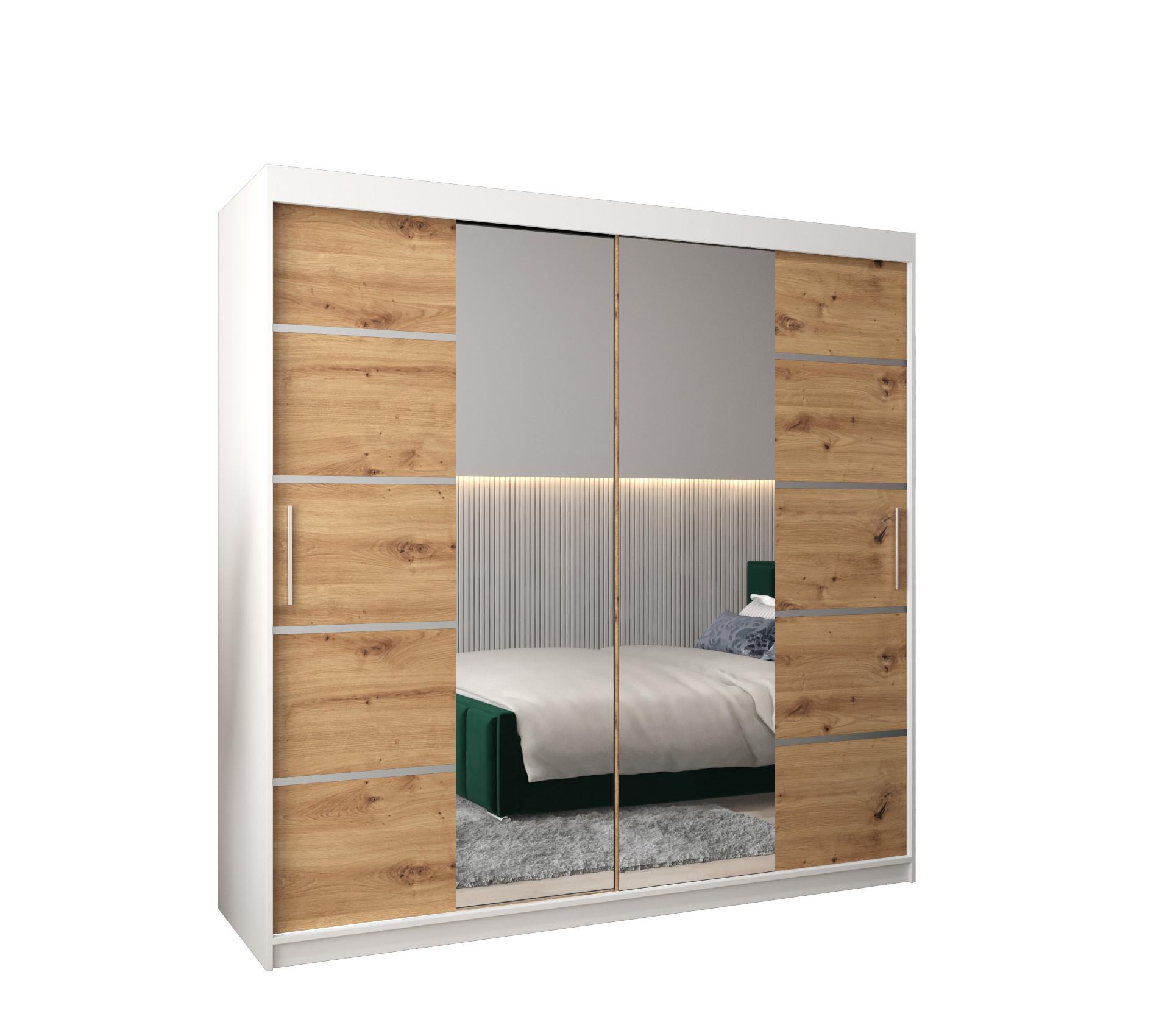SCHWEBETÜRENSCHRANK 200/200/62 2-türig - Silberfarben/Eiche Artisan, Holz/Kunststoff (200/200/62cm) - MÖBEL KRYSPOL