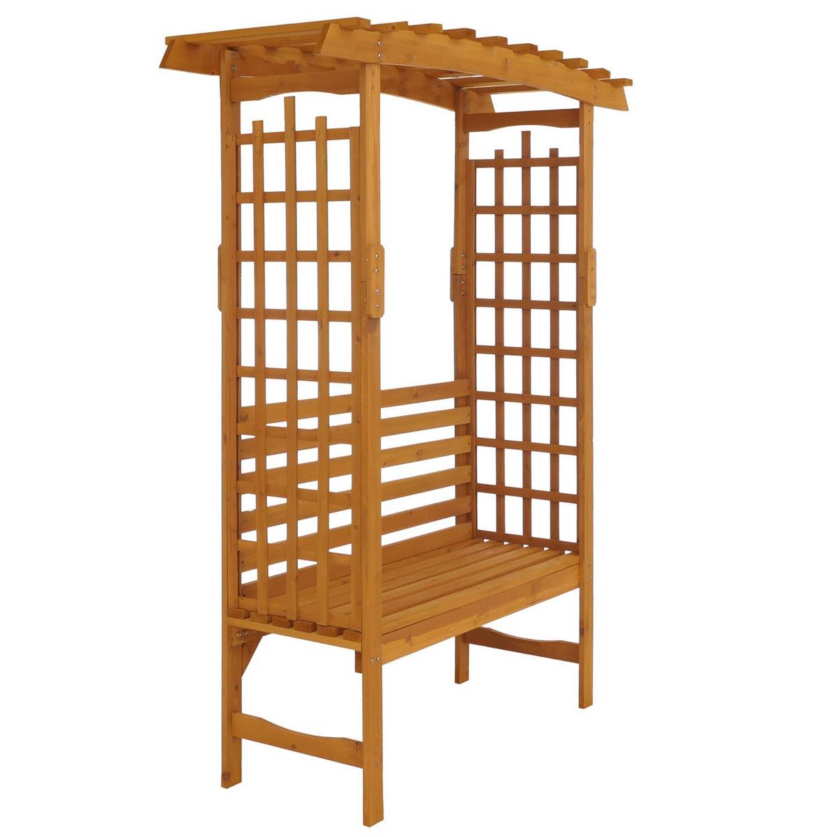 ROSENBOGEN MIT SITZBANK Braun - Braun, Holz (160/201/60cm) - MCW