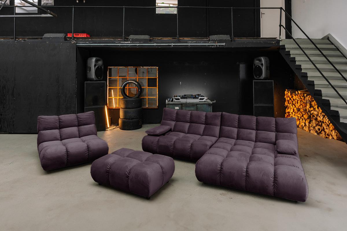 DREHSESSEL VIVIEN Violett Velvet Drehbar (360°) - Violett/Schwarz, Kunststoff/Textil (112/85/108cm) - KAWOLA